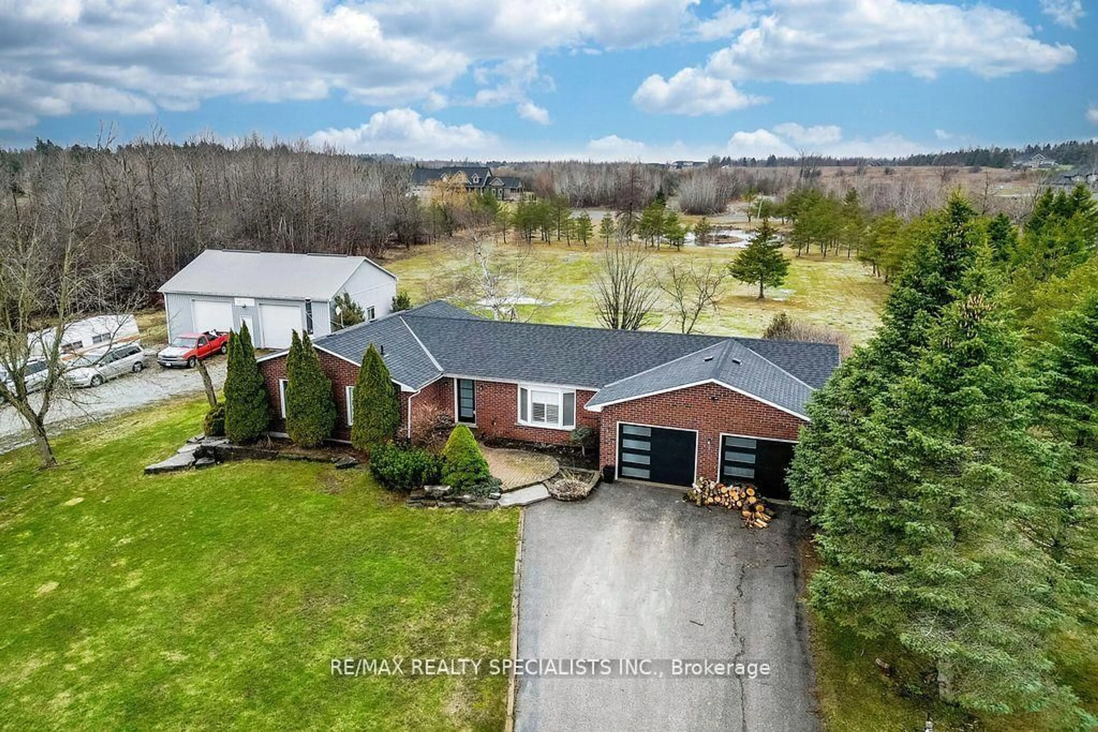 A pic from outside/outdoor area/front of a property/back of a property/a pic from drone, water/lake/river/ocean view for 513450 2nd Line, Amaranth Ontario L9W 0S4