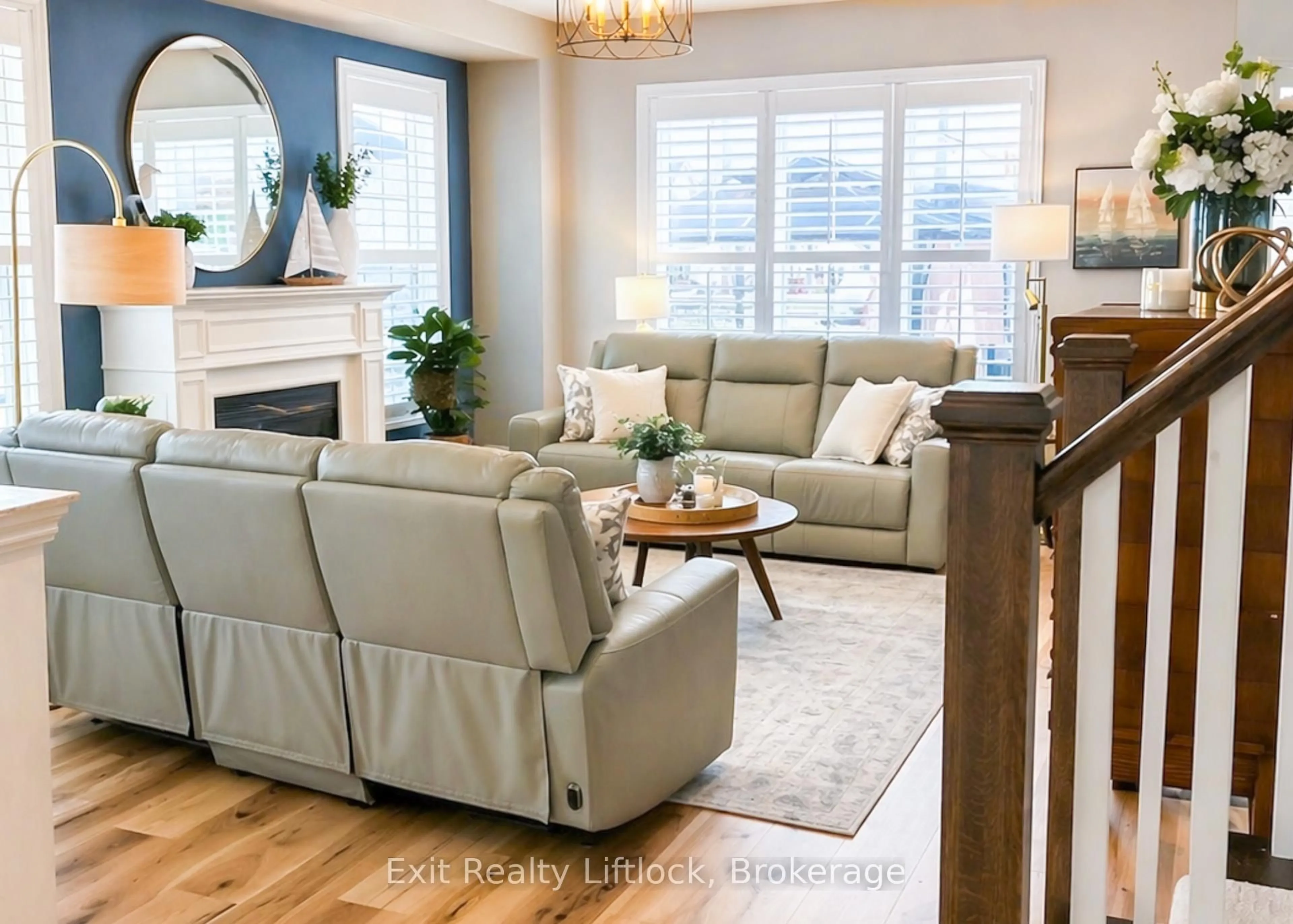 Living room with furniture, wood/laminate floor for 68 Flitton Ave, Peterborough Ontario K9H 0G5