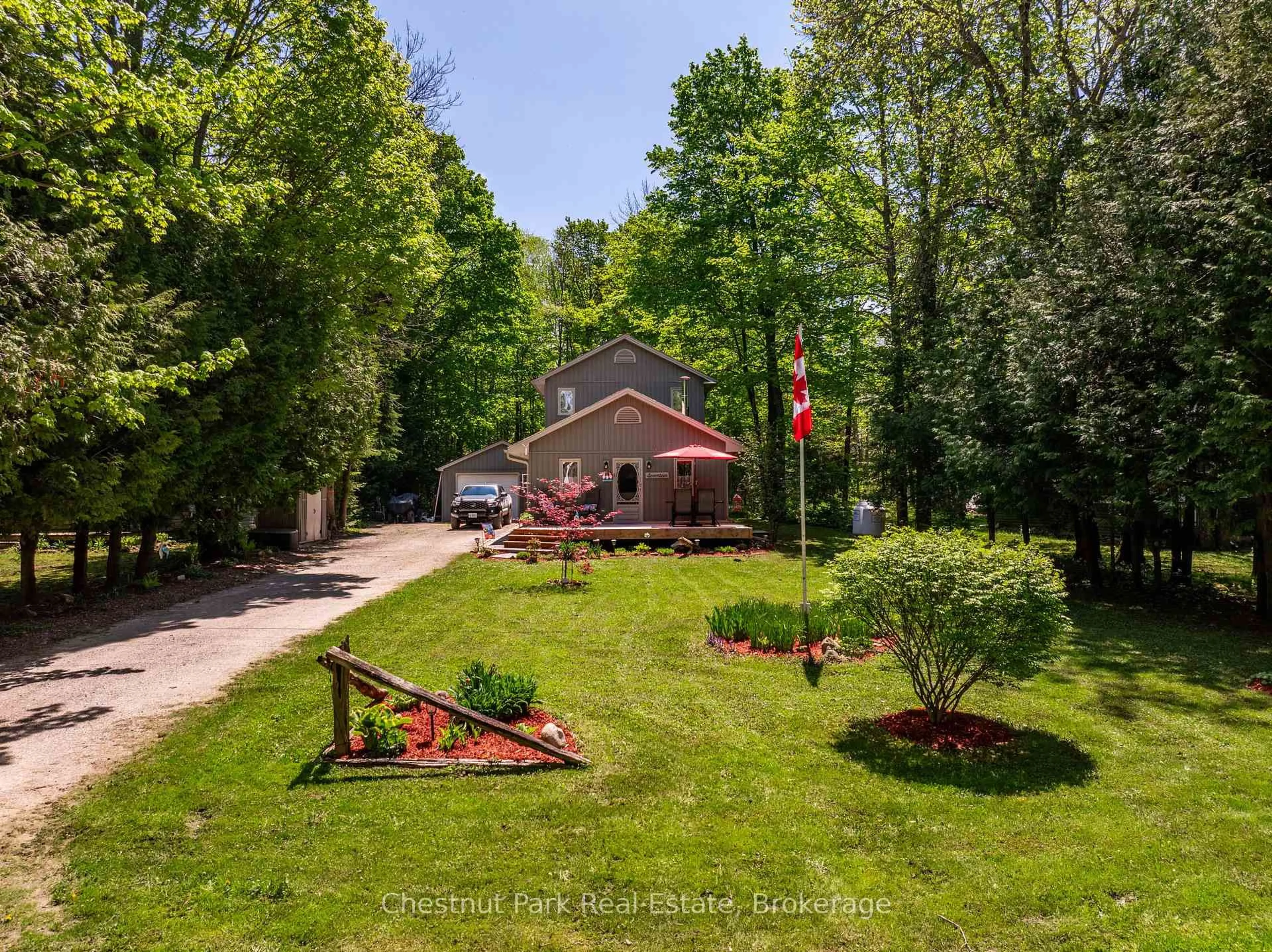 A pic from outside/outdoor area/front of a property/back of a property/a pic from drone, forest/trees view for 17 Cedar Tr, South Bruce Peninsula Ontario N0H 2T0