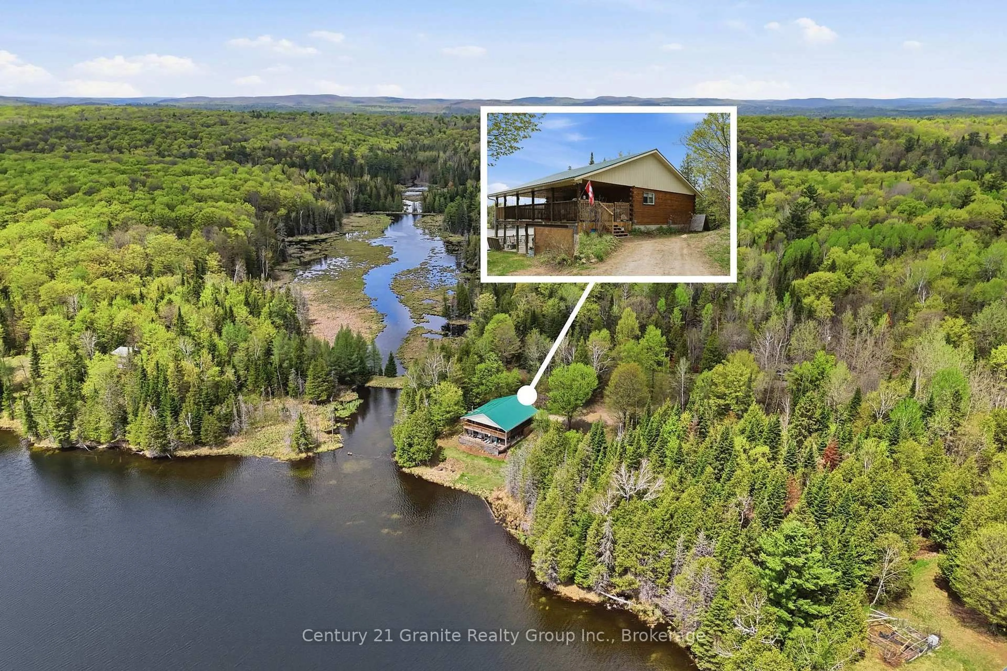 A pic from outside/outdoor area/front of a property/back of a property/a pic from drone, water/lake/river/ocean view for 119 Gaffney Lake Lane, Bancroft Ontario K0L 1C0
