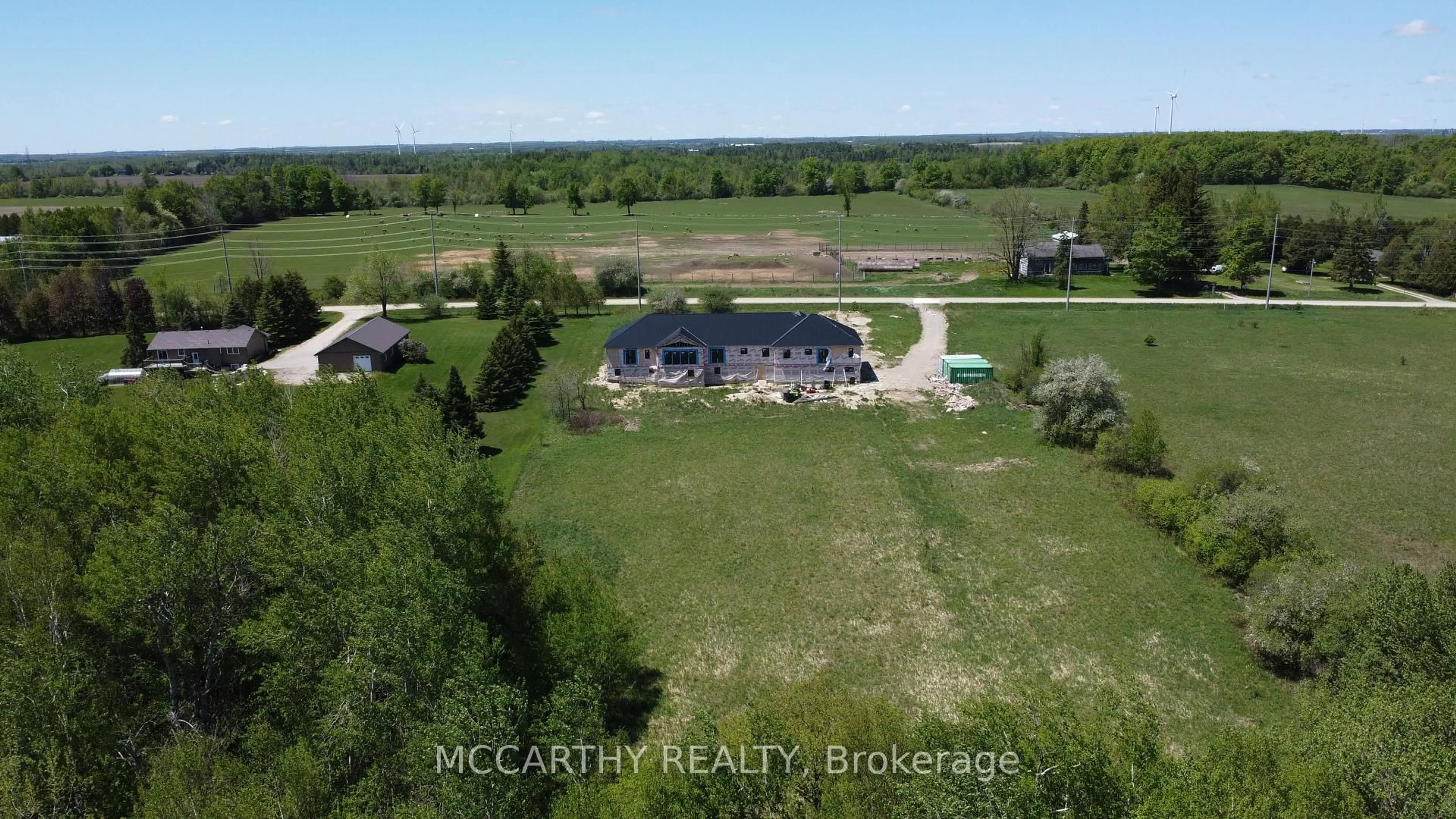 A pic from outside/outdoor area/front of a property/back of a property/a pic from drone, water/lake/river/ocean view for 214459 10th Line, Amaranth Ontario L9W 0G7