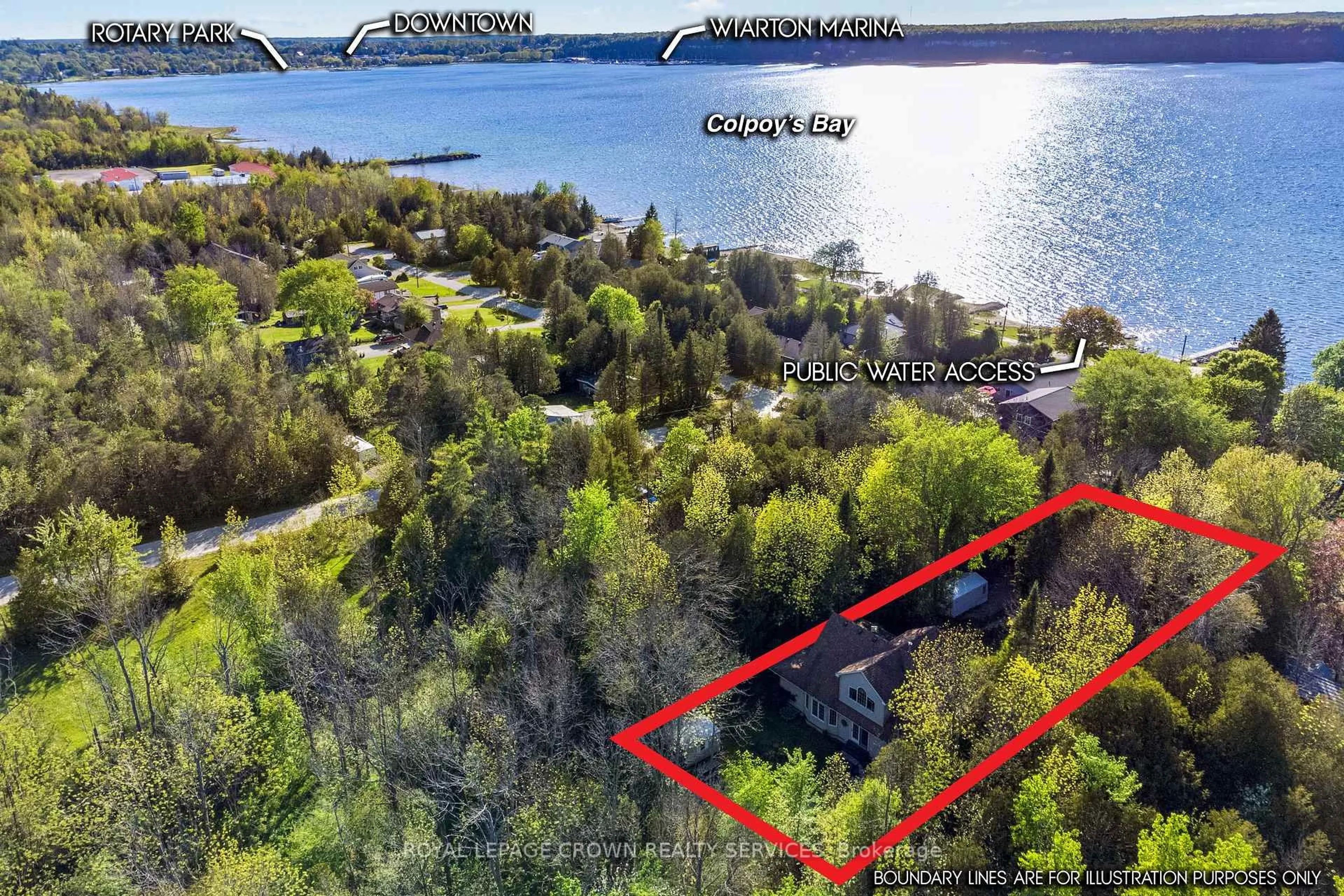 A pic from outside/outdoor area/front of a property/back of a property/a pic from drone, water/lake/river/ocean view for 126 Wilson Dr, Georgian Bluffs Ontario N0H 2T0