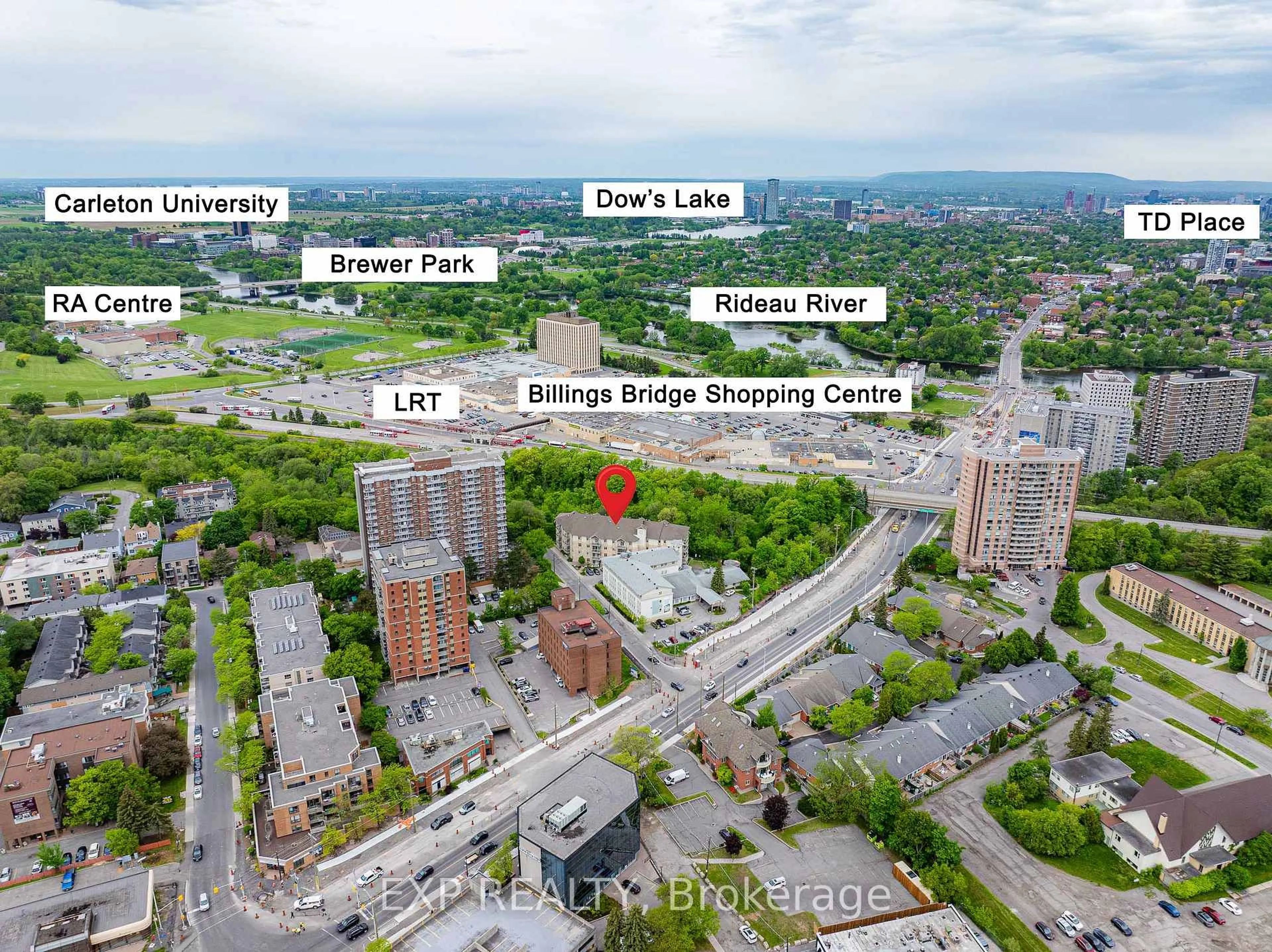 A pic from outside/outdoor area/front of a property/back of a property/a pic from drone, city buildings view from balcony for 1201 Ohio St #408, Ottawa Ontario K1H 0A1