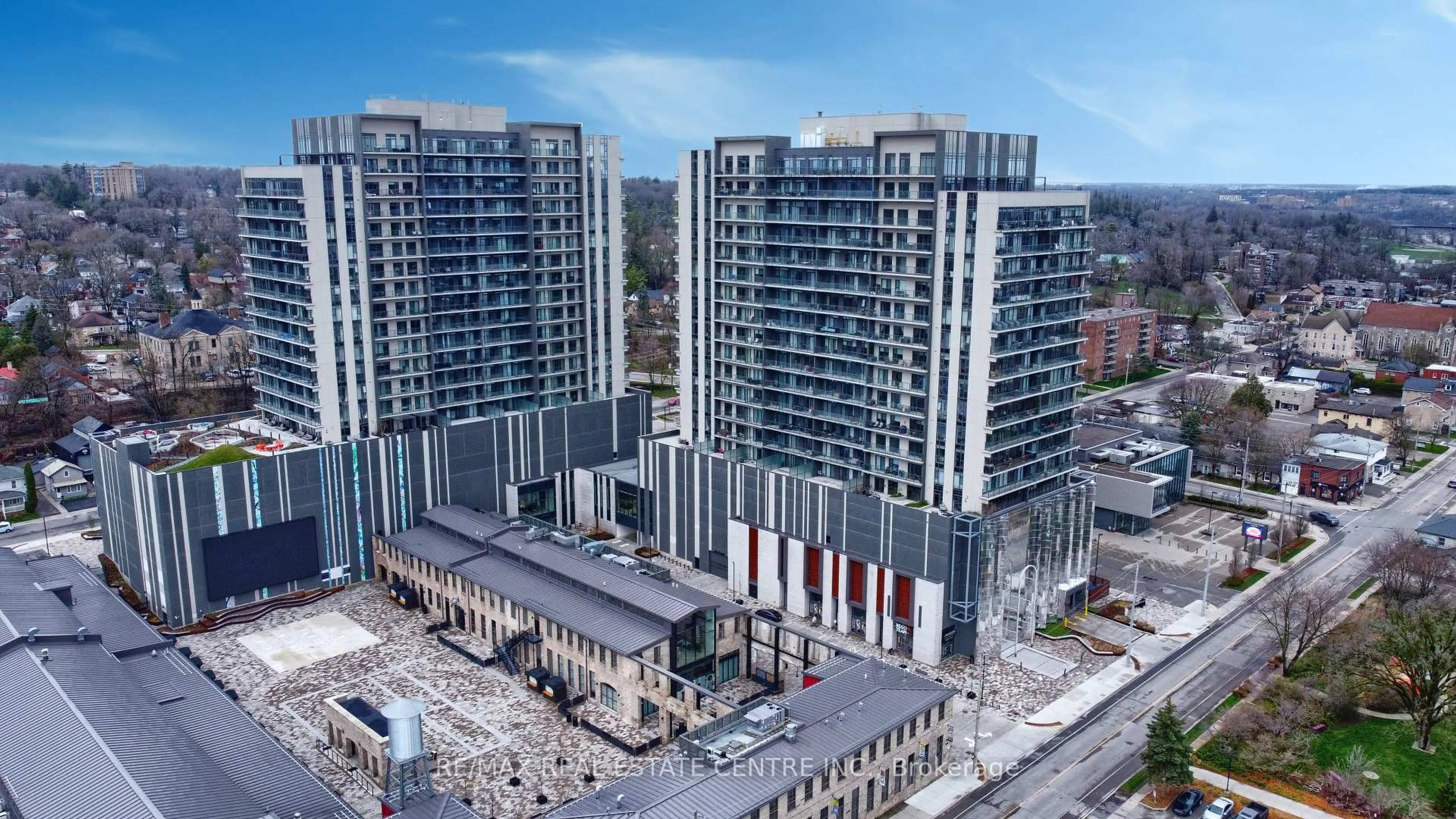 A pic from outside/outdoor area/front of a property/back of a property/a pic from drone, city buildings view from balcony for 50 Grand Ave #1709, Cambridge Ontario N1S 0C2