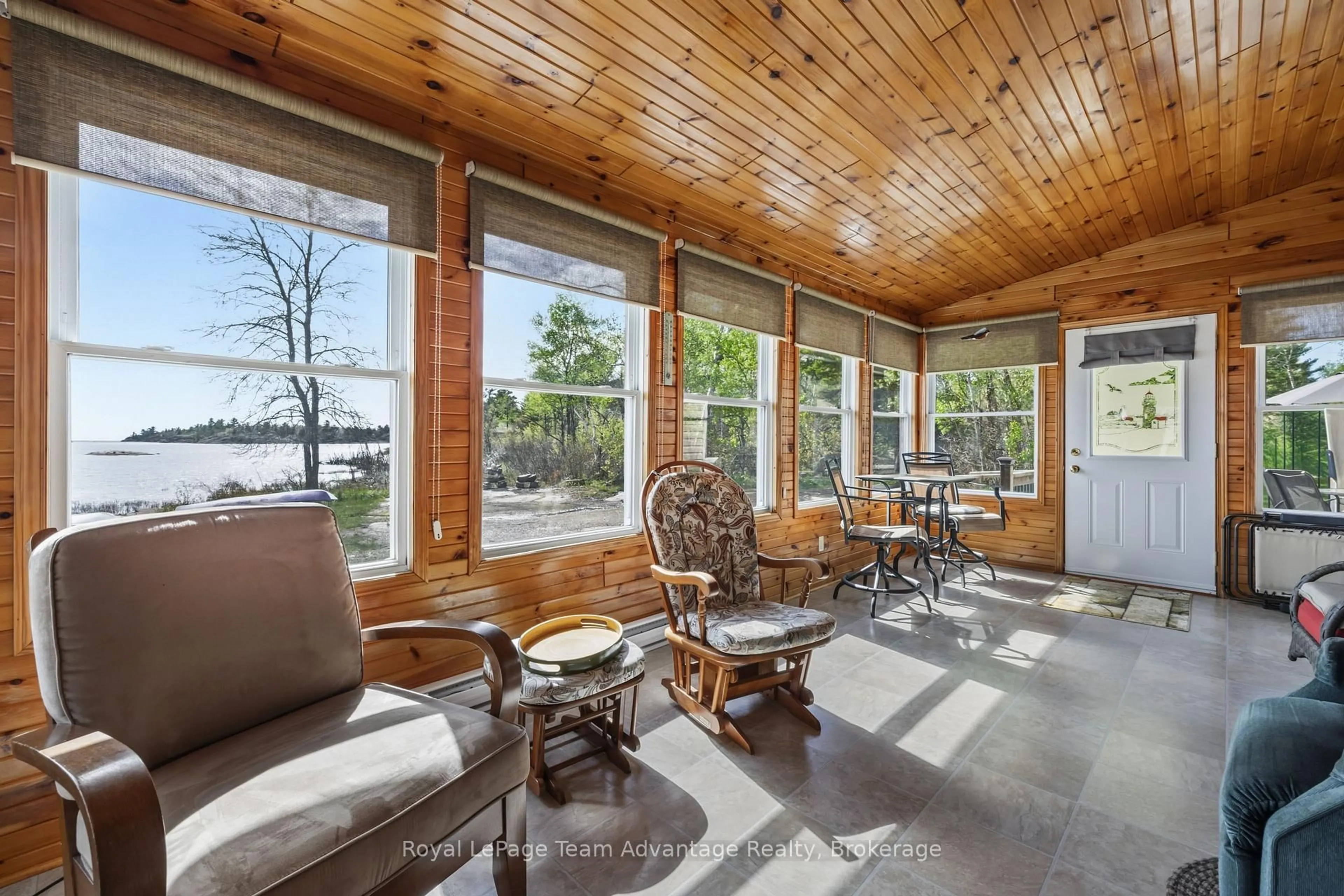Patio, water/lake/river/ocean view for 2420 Riverside Dr, Parry Sound Remote Area Ontario P0G 1A0