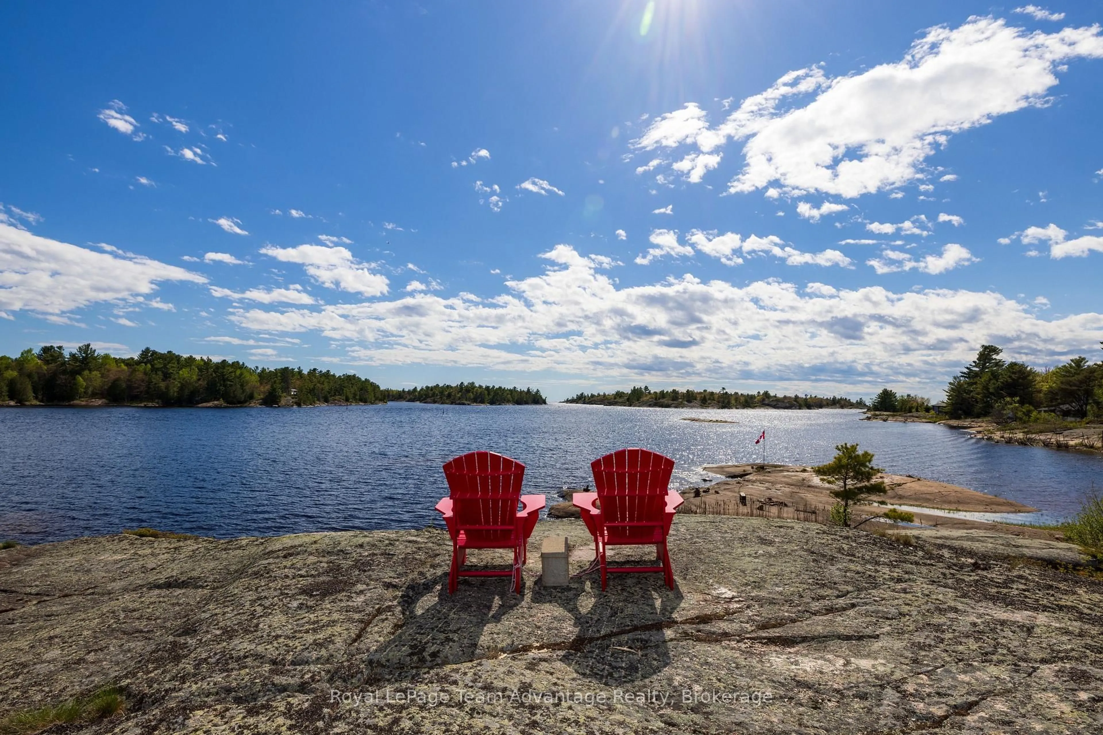 Patio, water/lake/river/ocean view for 2420 Riverside Dr, Parry Sound Remote Area Ontario P0G 1A0