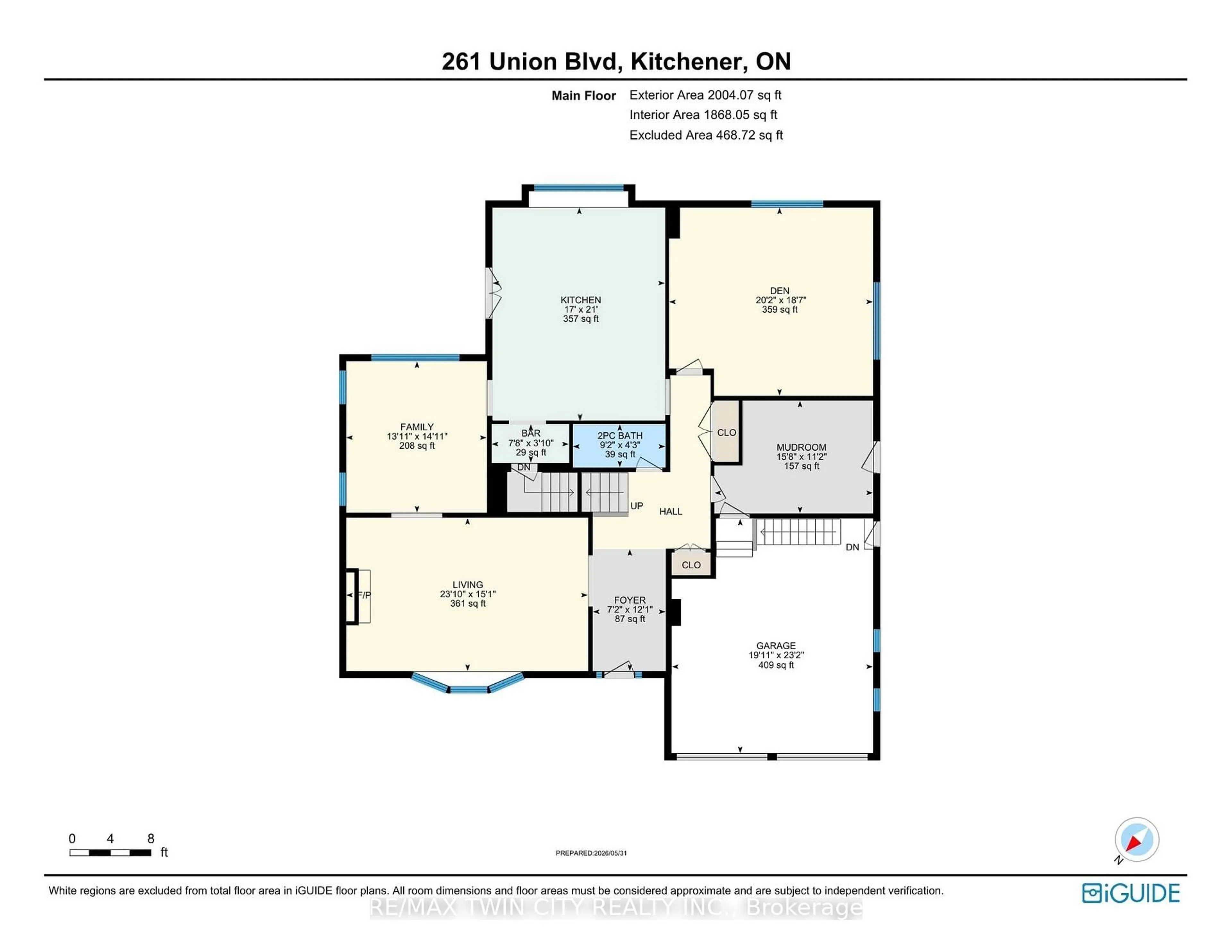 Floor plan for 261 Union Blvd, Kitchener Ontario N2M 2S9
