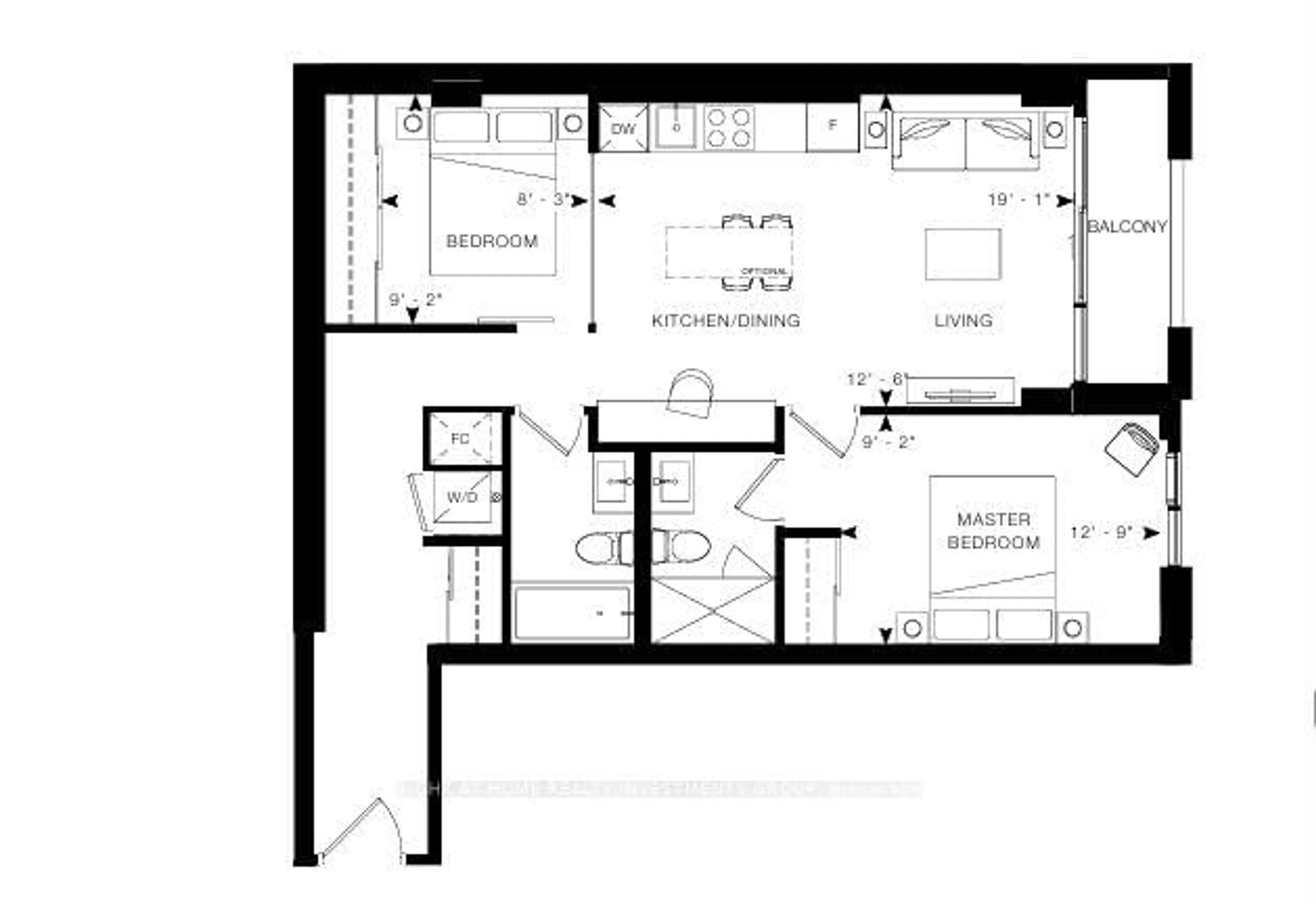 Floor plan for 1 Jarvis St #327, Hamilton Ontario L8R 3J2
