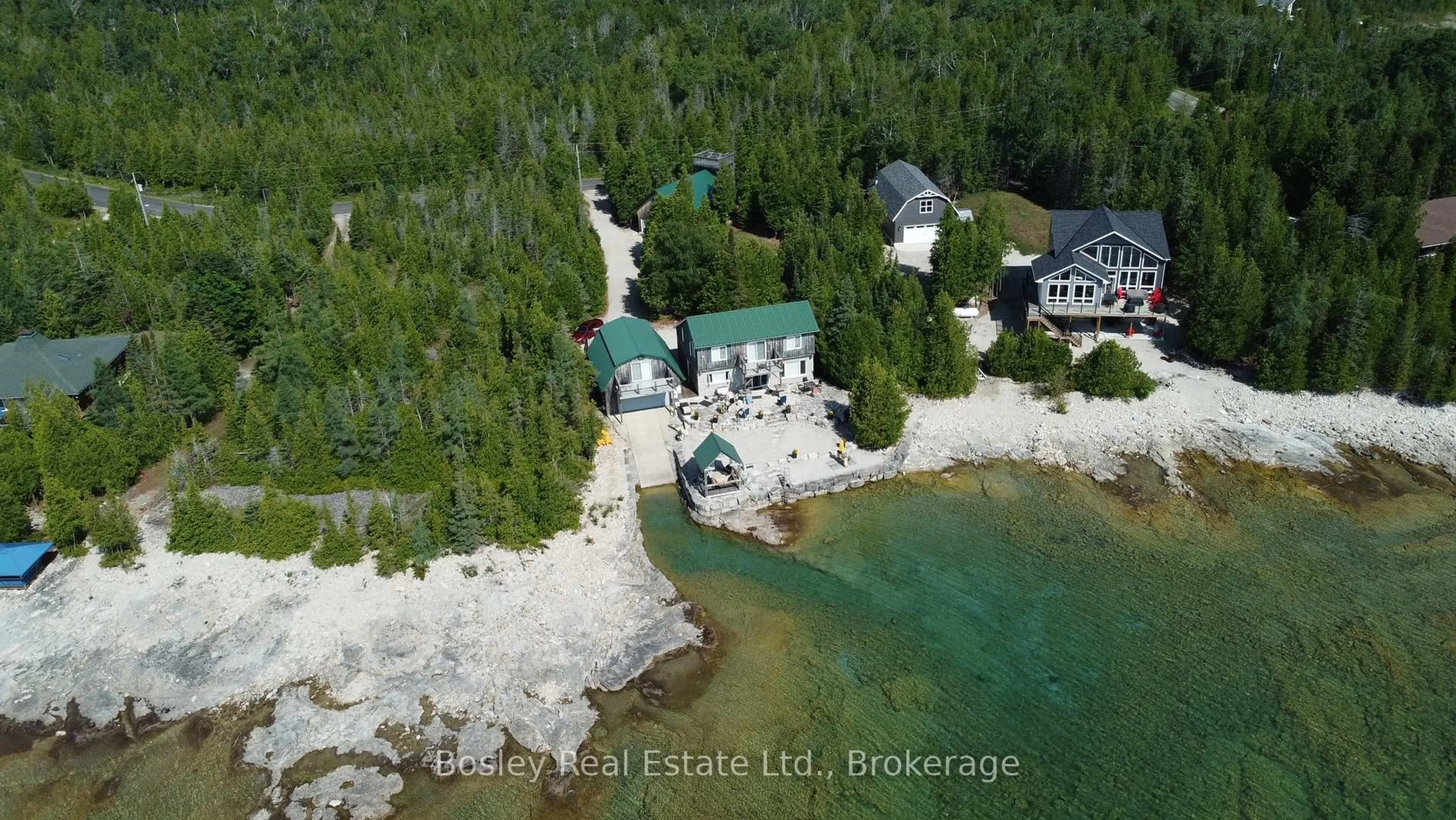 A pic from outside/outdoor area/front of a property/back of a property/a pic from drone, water/lake/river/ocean view for 19 Eagle Rd, Northern Bruce Peninsula Ontario N0H 2R0