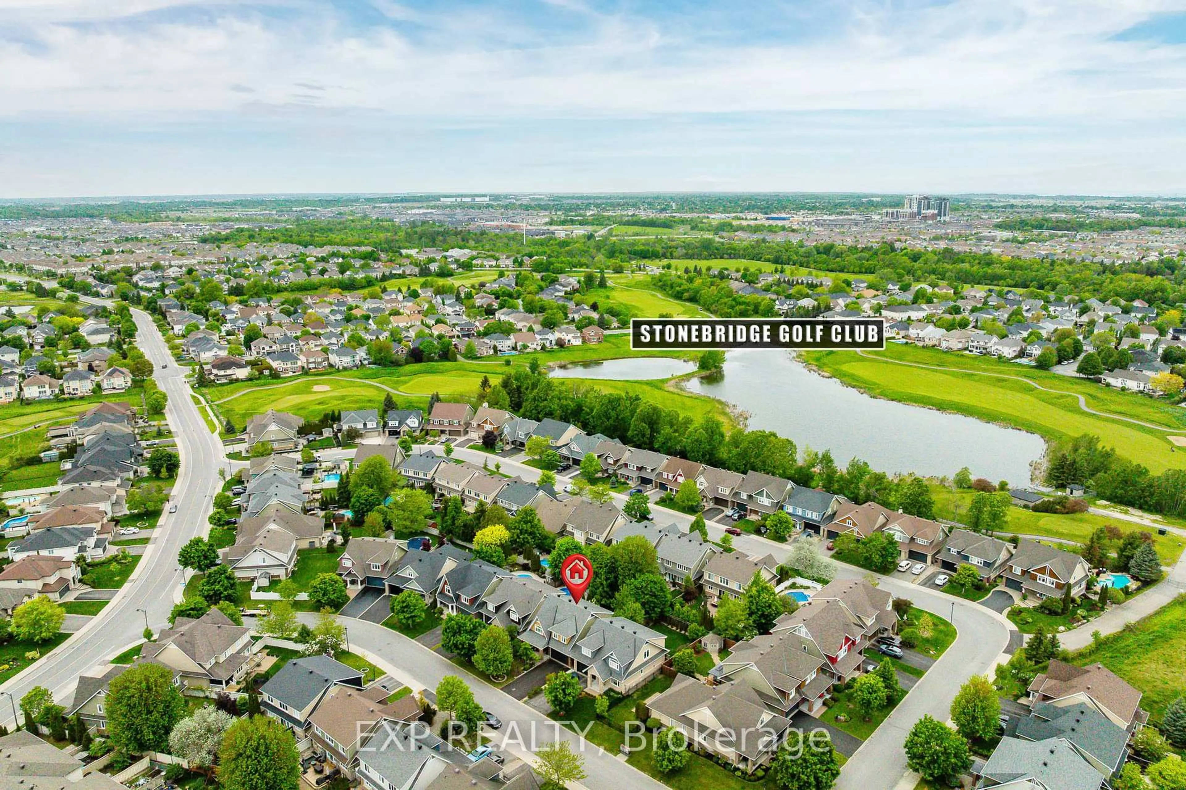 A pic from outside/outdoor area/front of a property/back of a property/a pic from drone, water/lake/river/ocean view for 36 Oakbriar Cres, Ottawa Ontario K2J 5G1