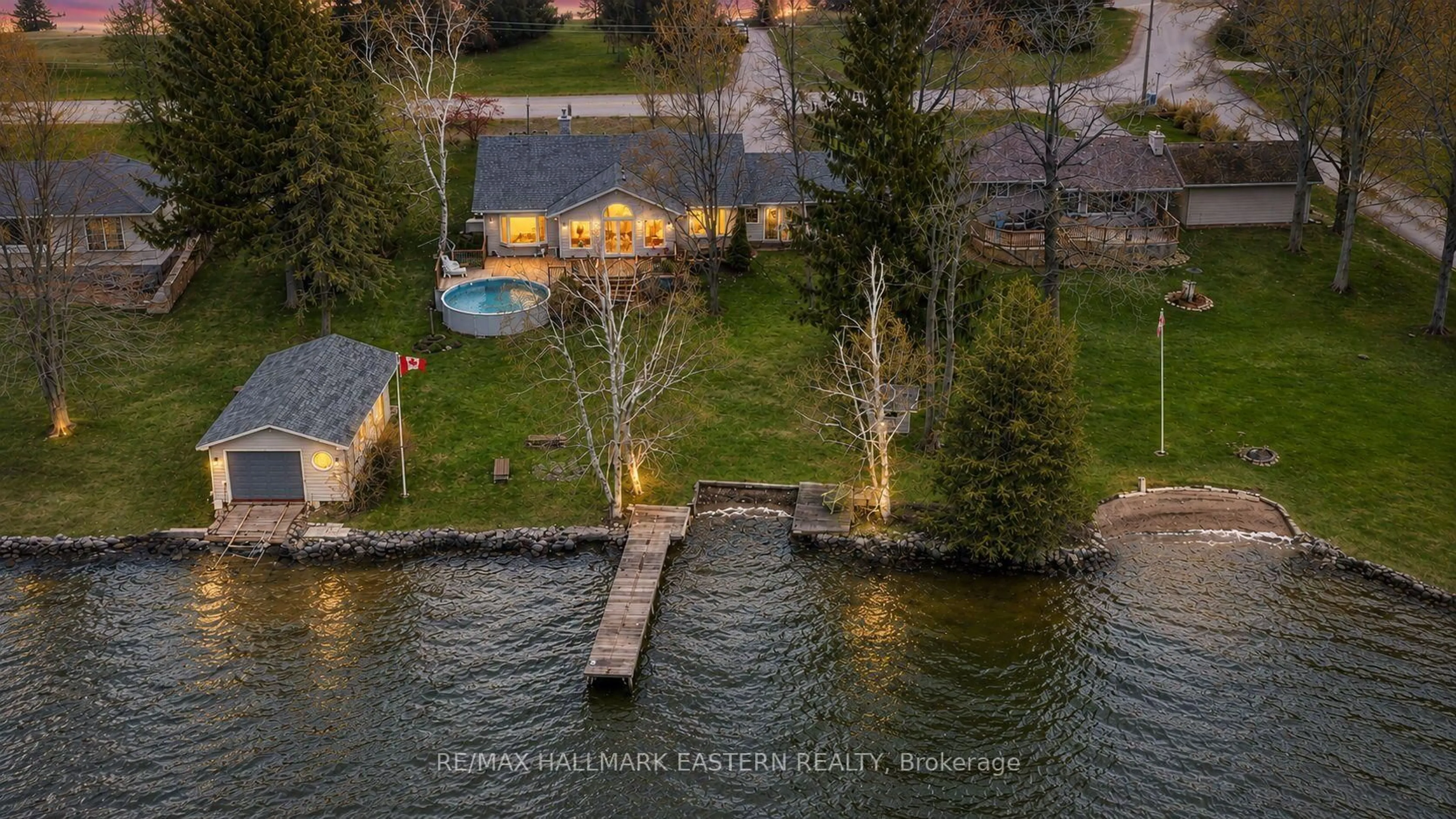 A pic from outside/outdoor area/front of a property/back of a property/a pic from drone, water/lake/river/ocean view for 101 Westview Dr, Kawartha Lakes Ontario K0L 2W0