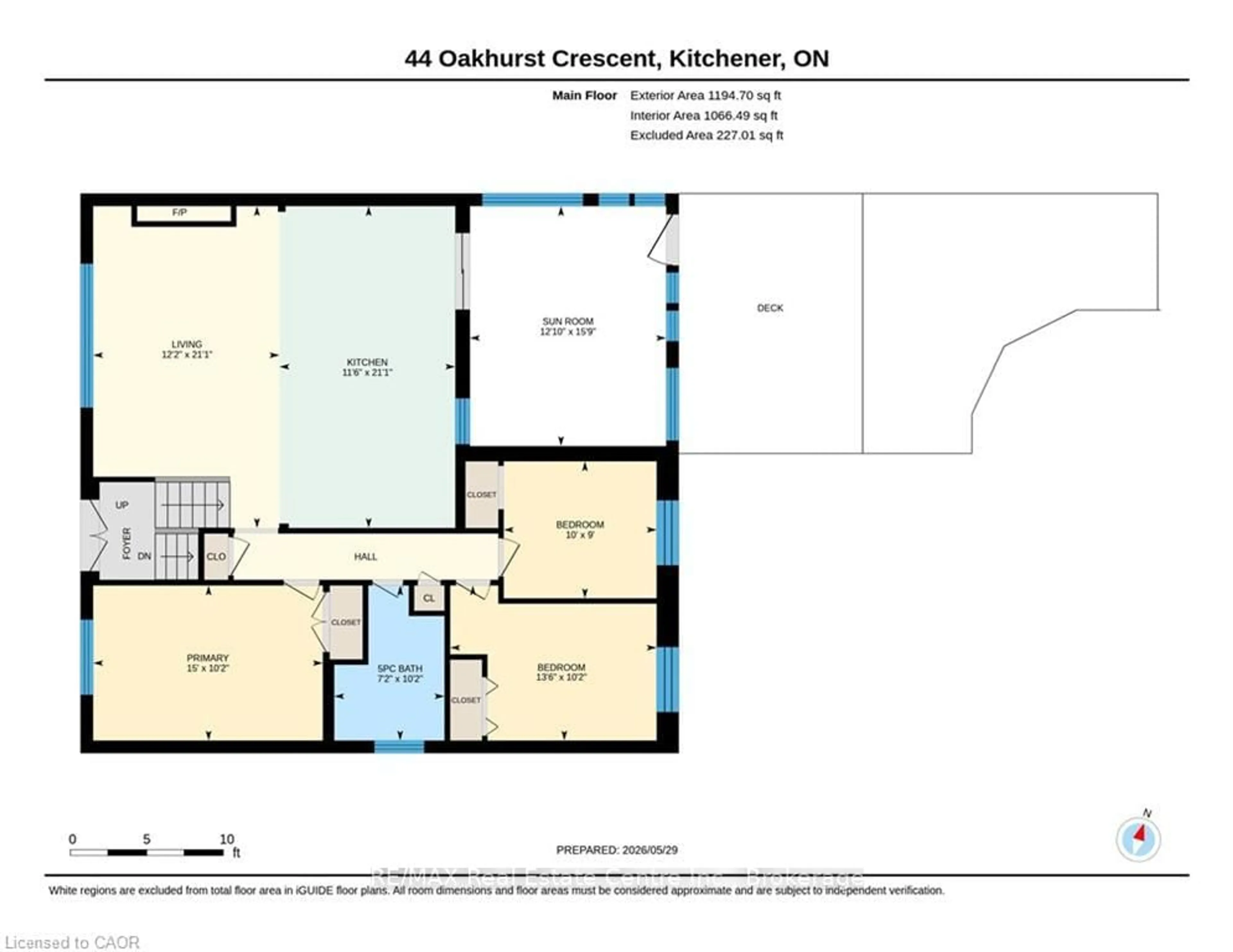 Floor plan for 44 Oakhurst Cres, Kitchener Ontario N2B 3K3