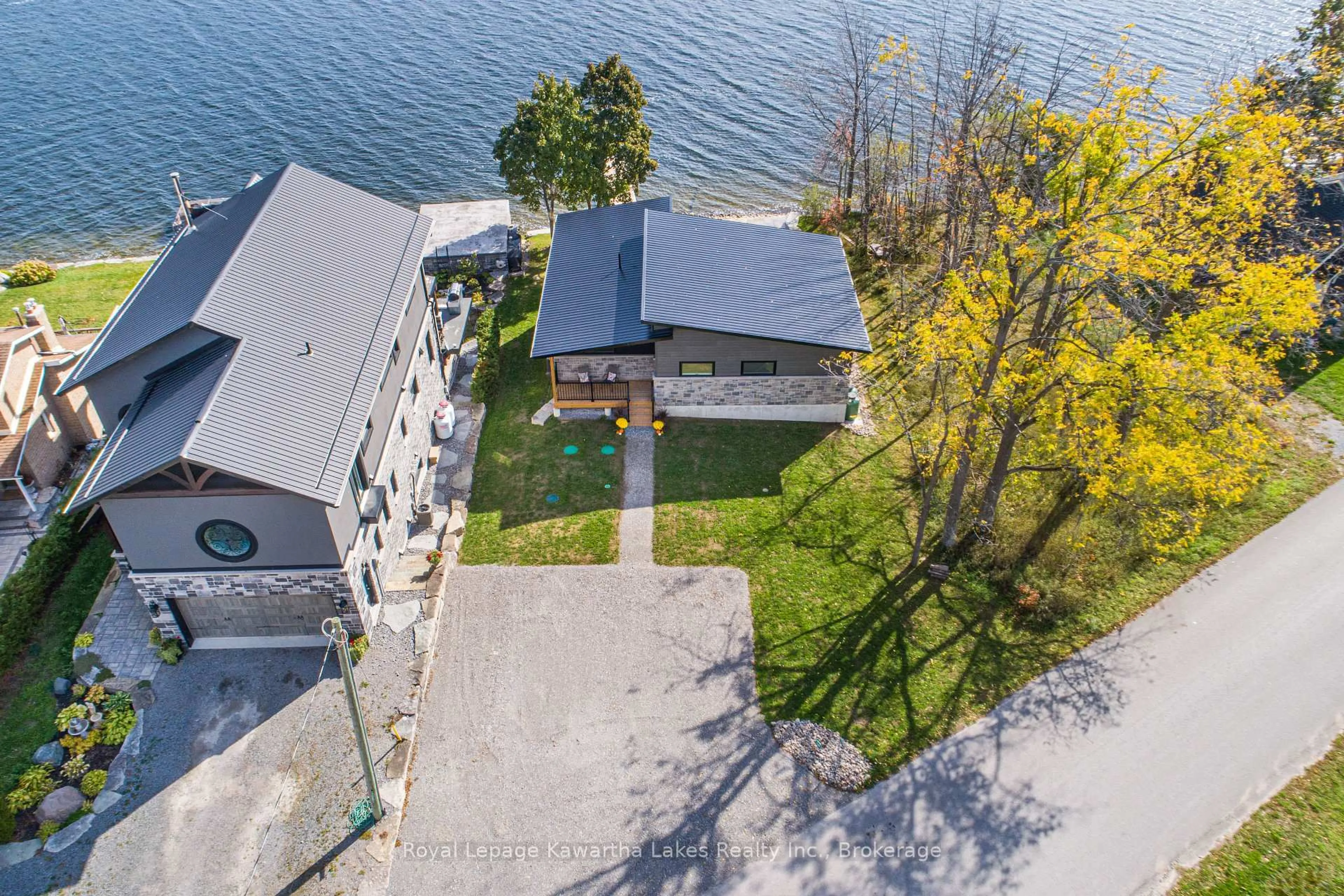 A pic from outside/outdoor area/front of a property/back of a property/a pic from drone, water/lake/river/ocean view for 532 Long Beach Rd, Kawartha Lakes Ontario K0M 1G0