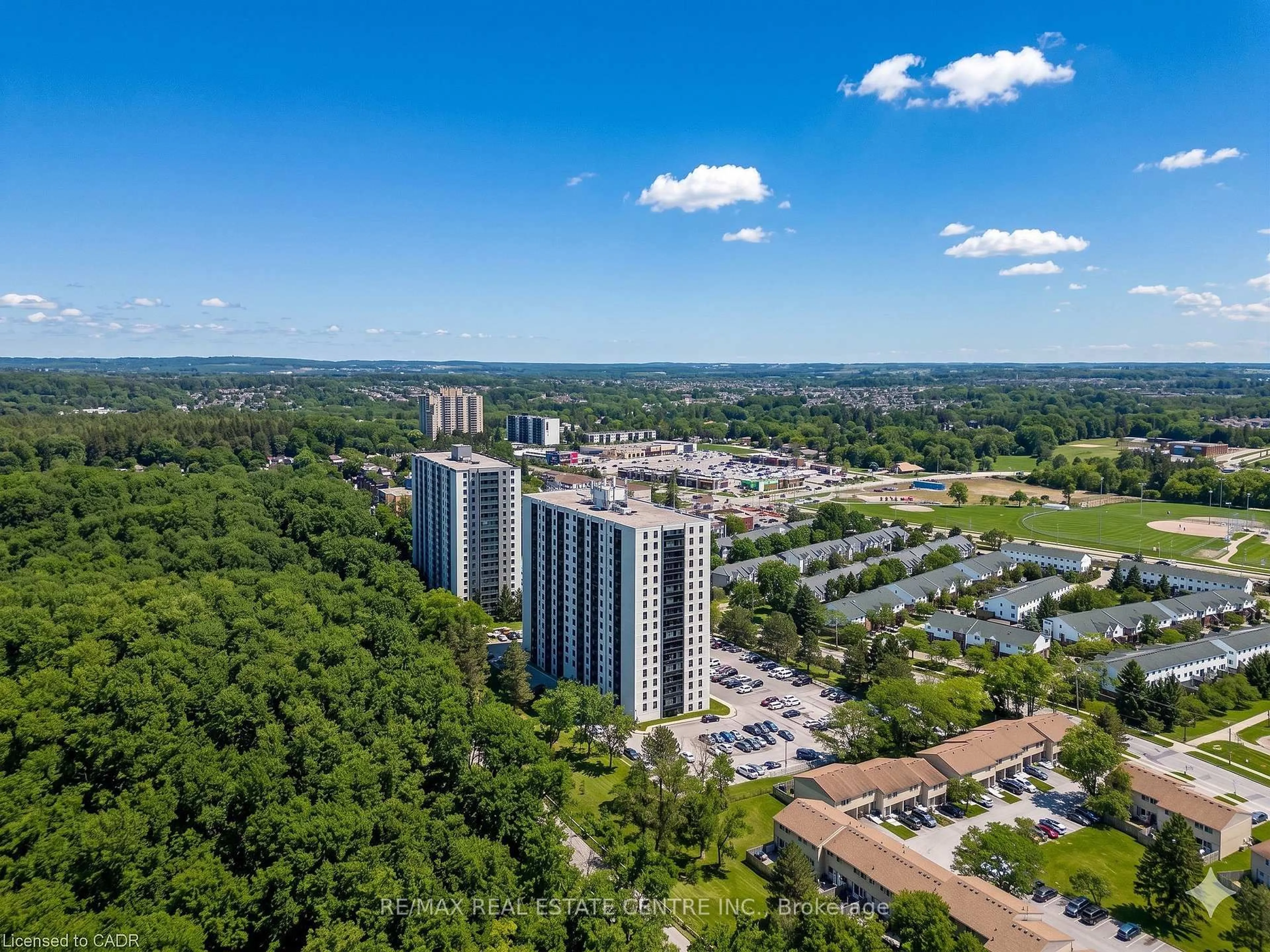 A pic from outside/outdoor area/front of a property/back of a property/a pic from drone, city buildings view from balcony for 35 Green Valley Dr #103, Kitchener Ontario N2P 2A5