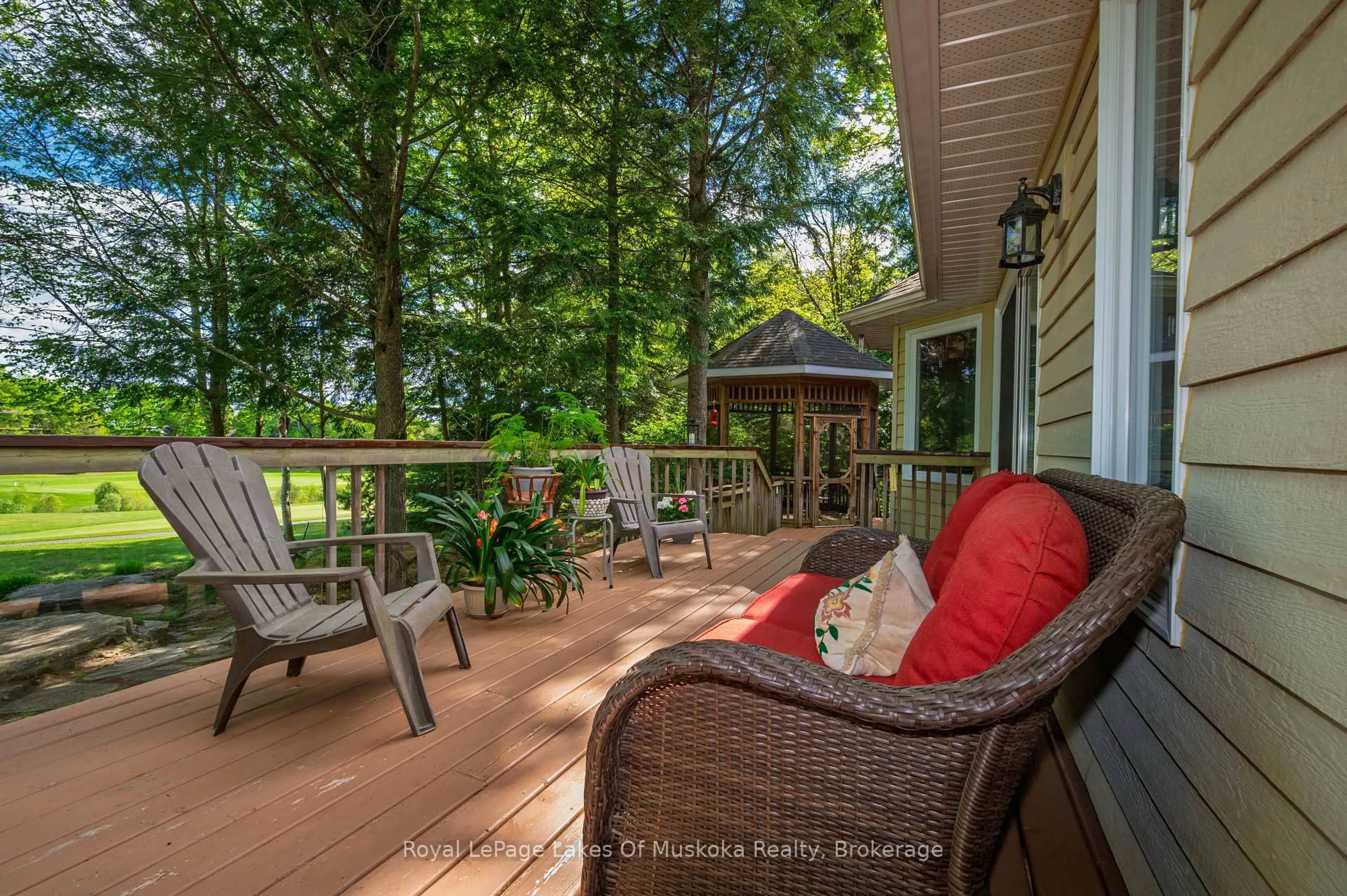 Patio, forest/trees view for 20 Deerhurst Highlands Dr, Huntsville Ontario P1H 1B1