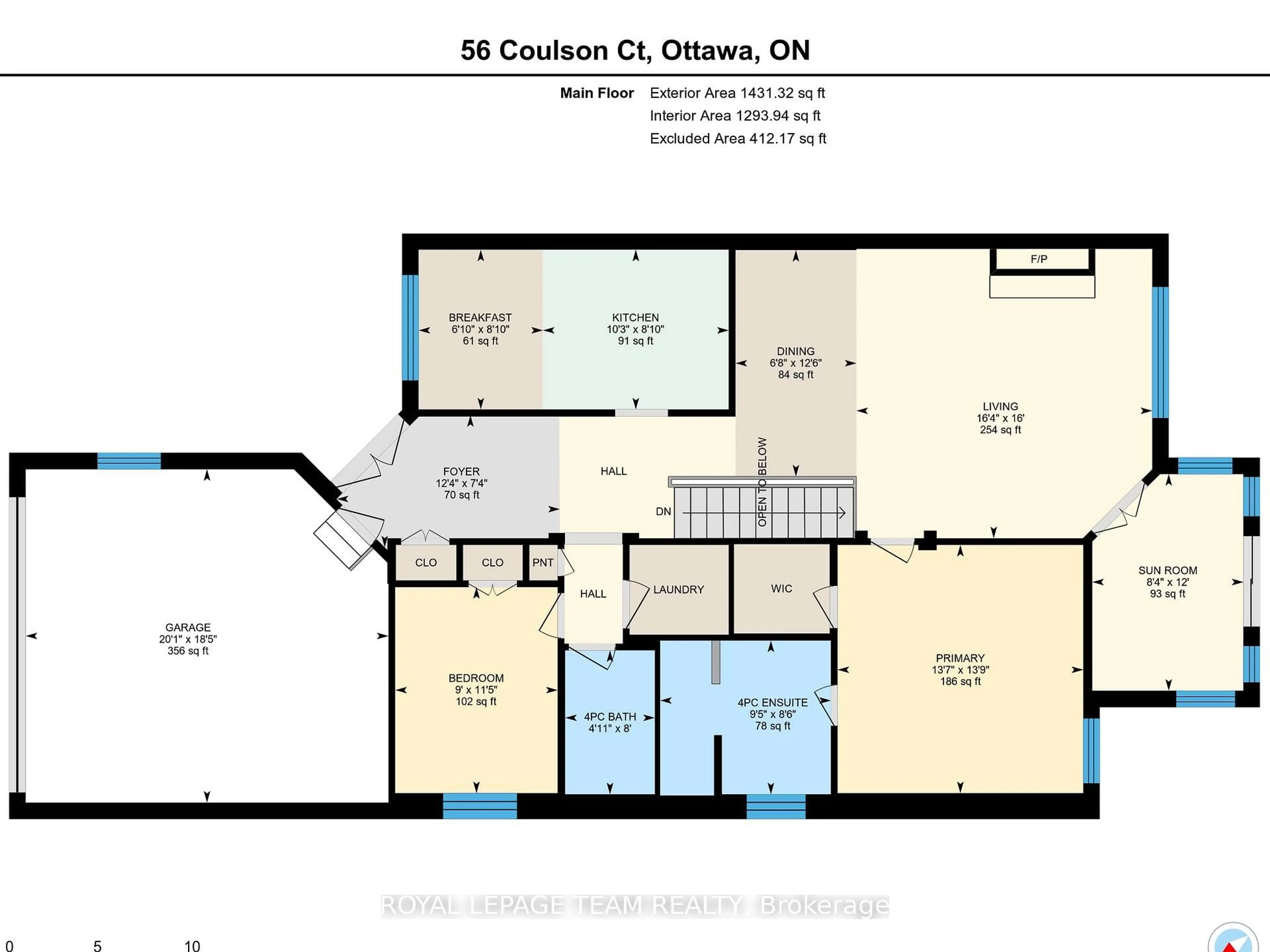 Floor plan for 56 Coulson Crt, Ottawa Ontario K2K 2X9