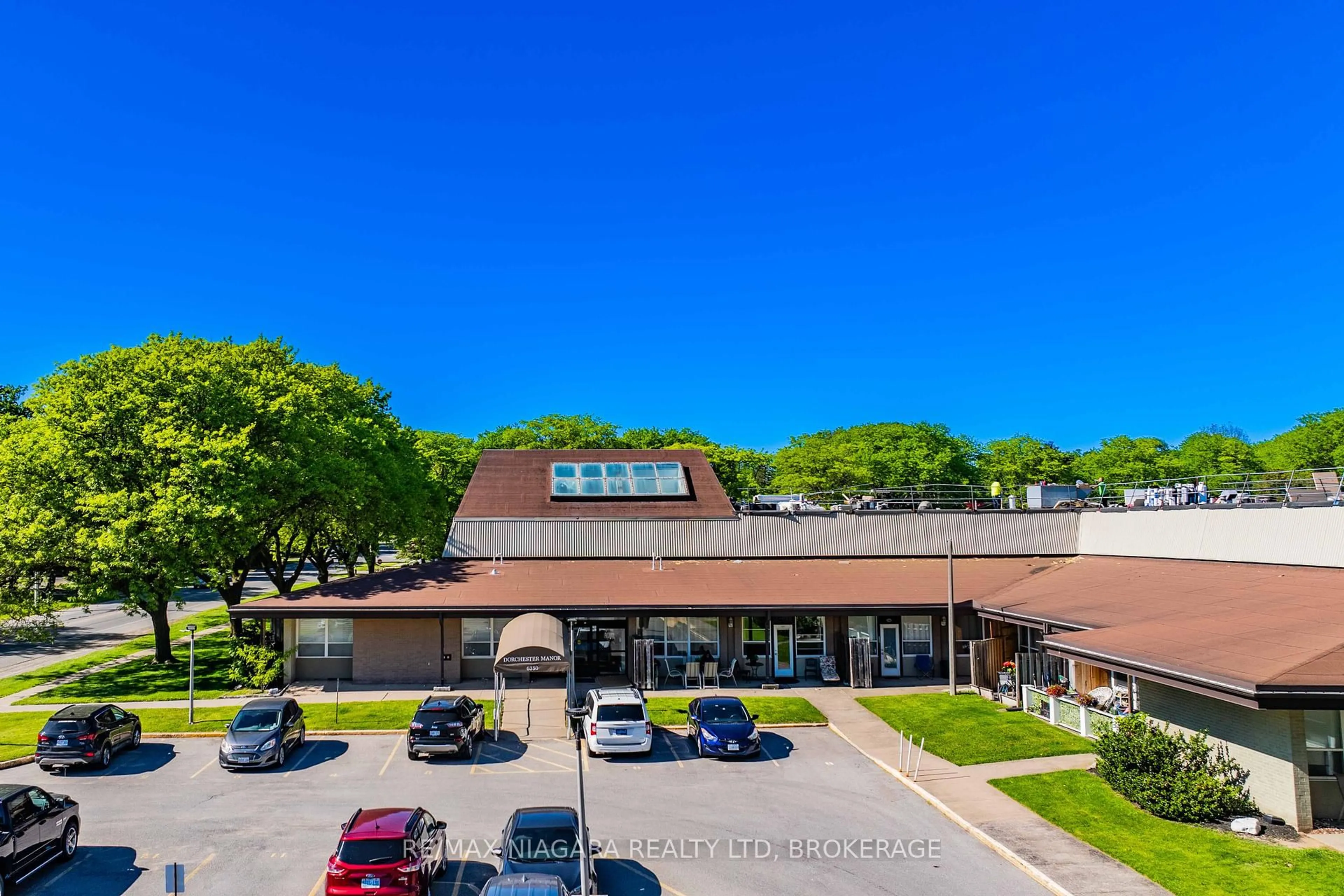 A pic from outside/outdoor area/front of a property/back of a property/a pic from drone, mountain view for 6350 Dorchester Rd #110, Niagara Falls Ontario L2G 0A1