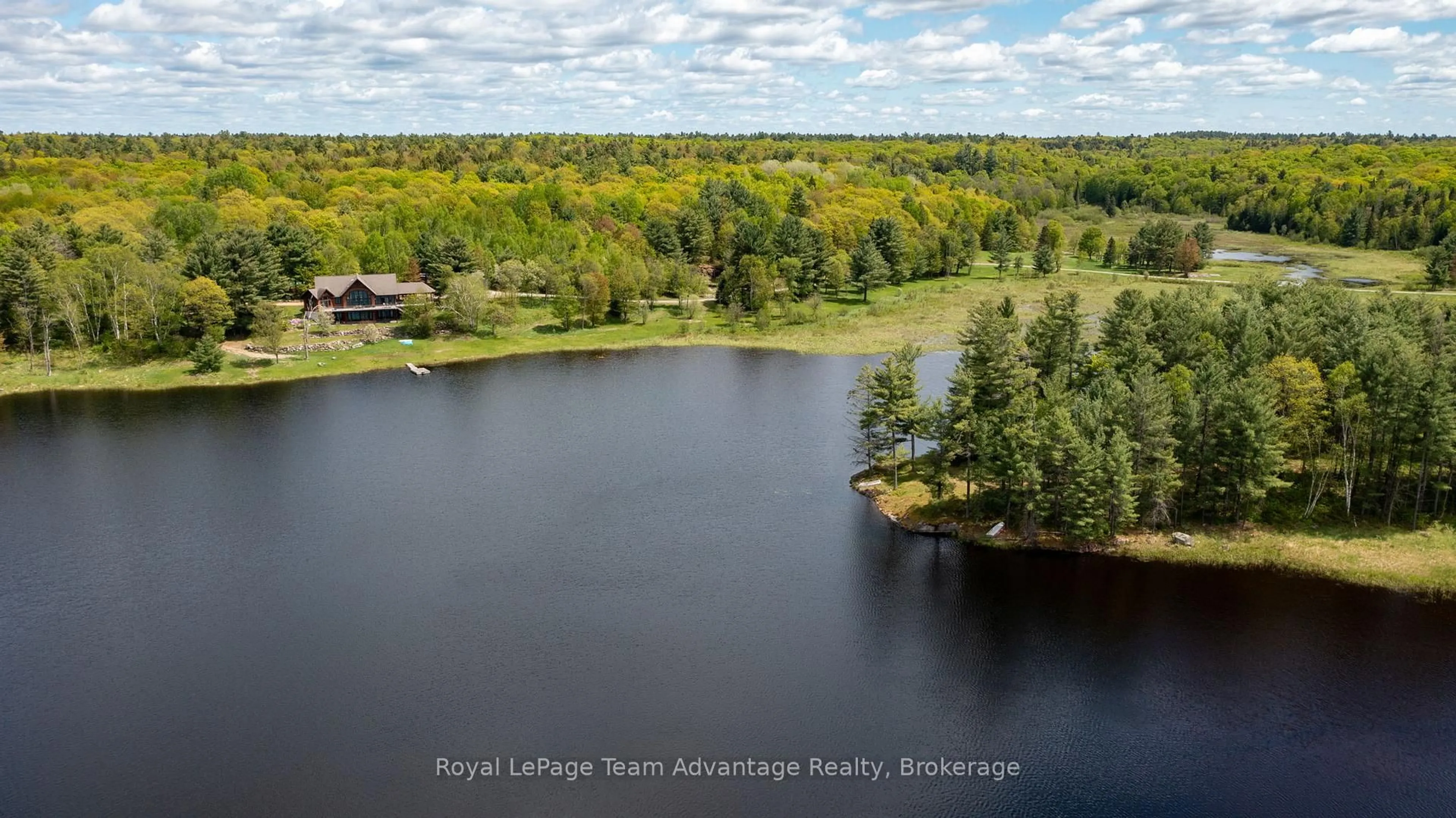 A pic from outside/outdoor area/front of a property/back of a property/a pic from drone, water/lake/river/ocean view for 68 Lees Rd, McKellar Ontario P2A 0B4