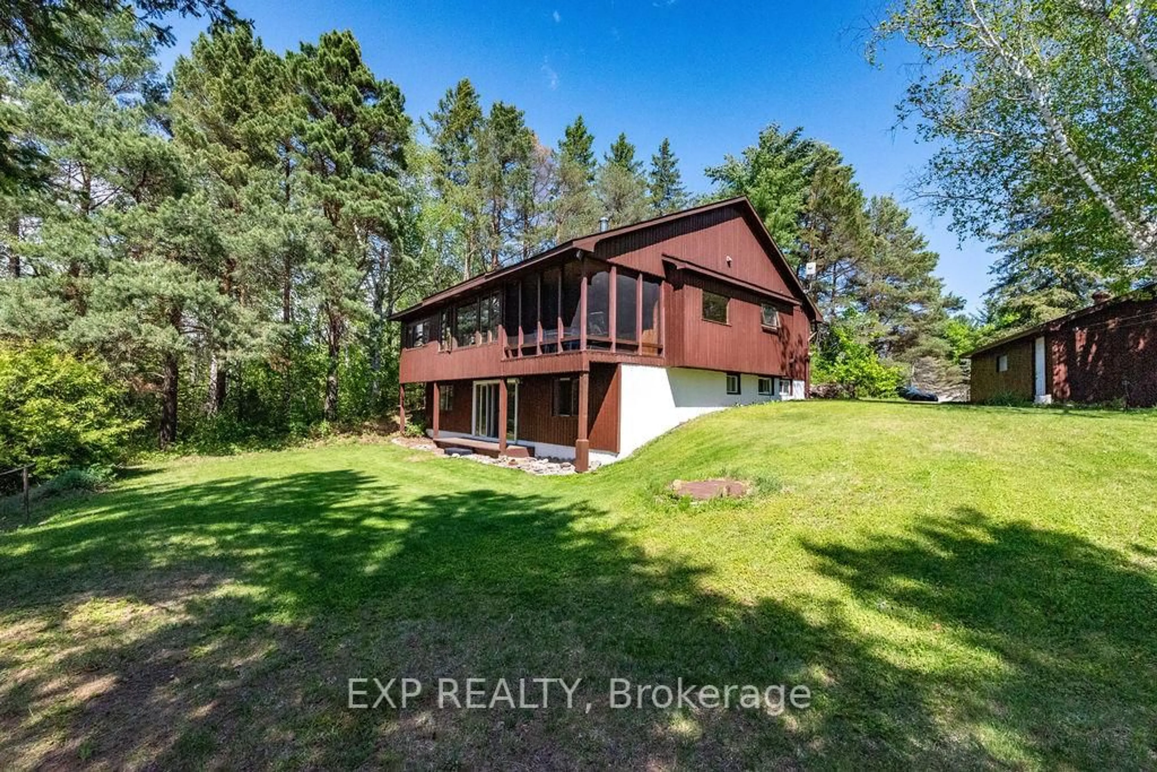 A pic from outside/outdoor area/front of a property/back of a property/a pic from drone, water/lake/river/ocean view for 56 Lefty Lane, Haley Station Ontario K0J 1Y0