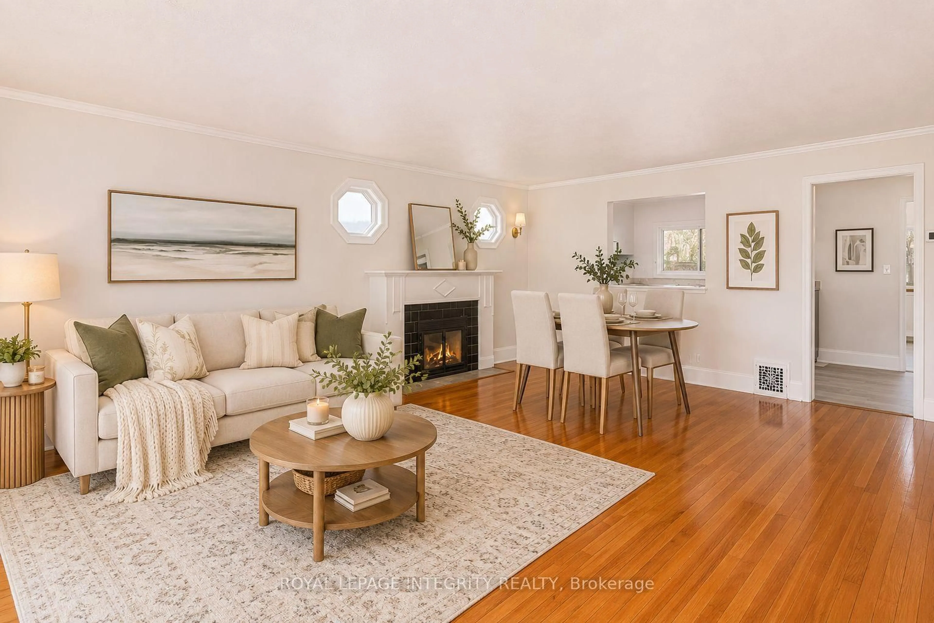 Living room with furniture, wood/laminate floor for 81 BURLAND St, Ottawa Ontario K2B 6J9
