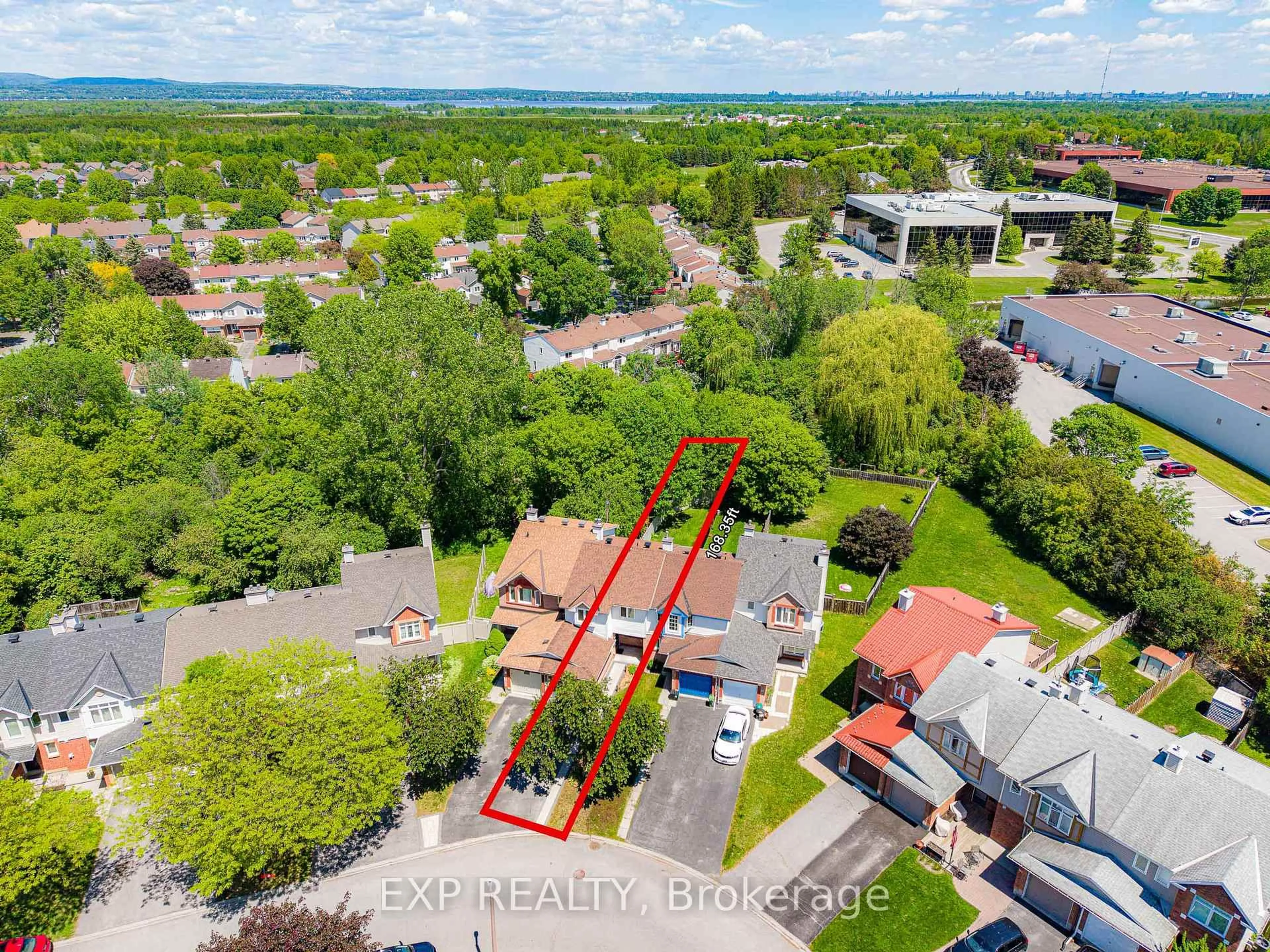 A pic from outside/outdoor area/front of a property/back of a property/a pic from drone, city buildings view from balcony for 87 Banchory Cres, Ottawa Ontario K2K 2V2