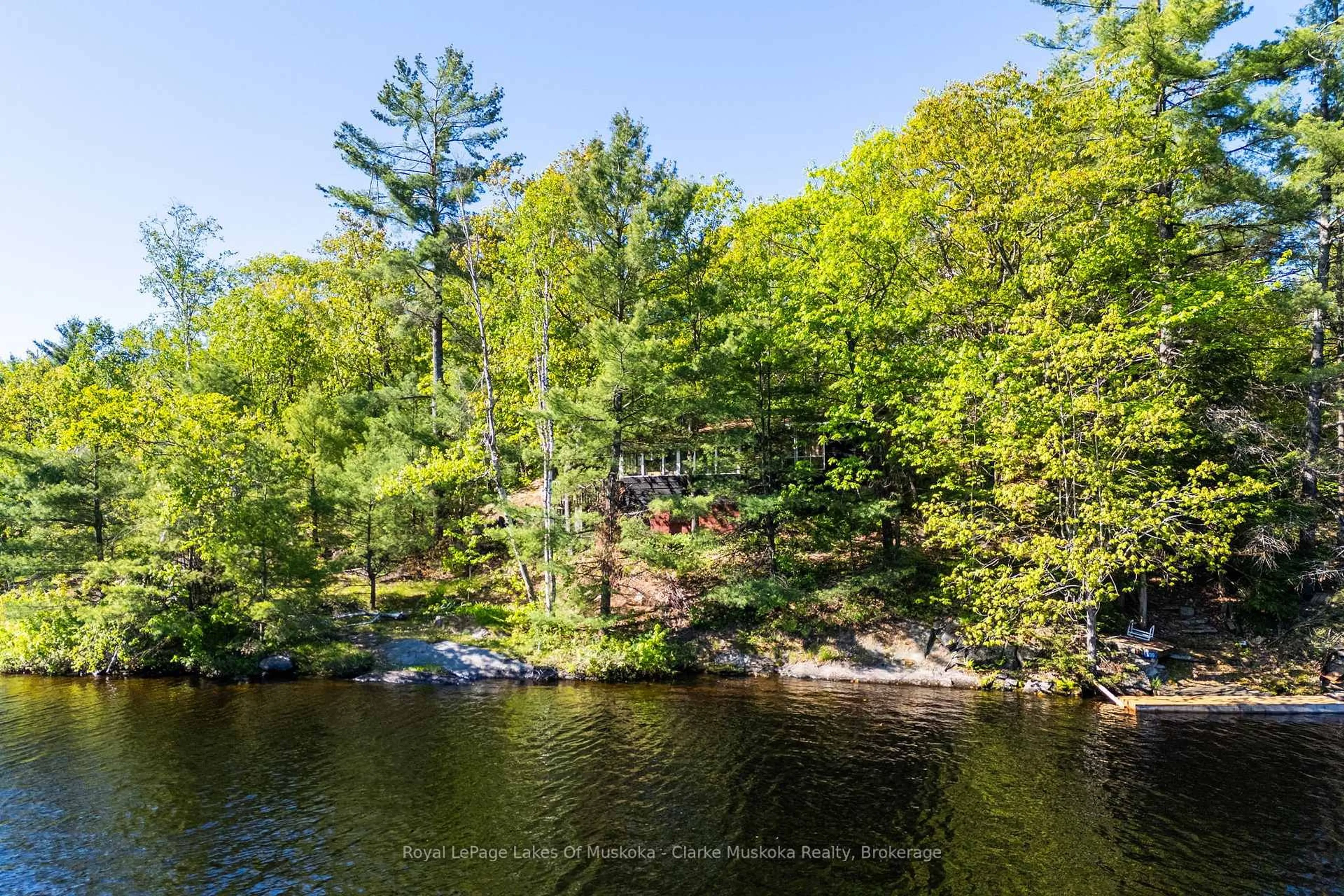 A pic from outside/outdoor area/front of a property/back of a property/a pic from drone, water/lake/river/ocean view for 17 Nine Mile Lake, Muskoka Lakes Ontario P0C 1M0
