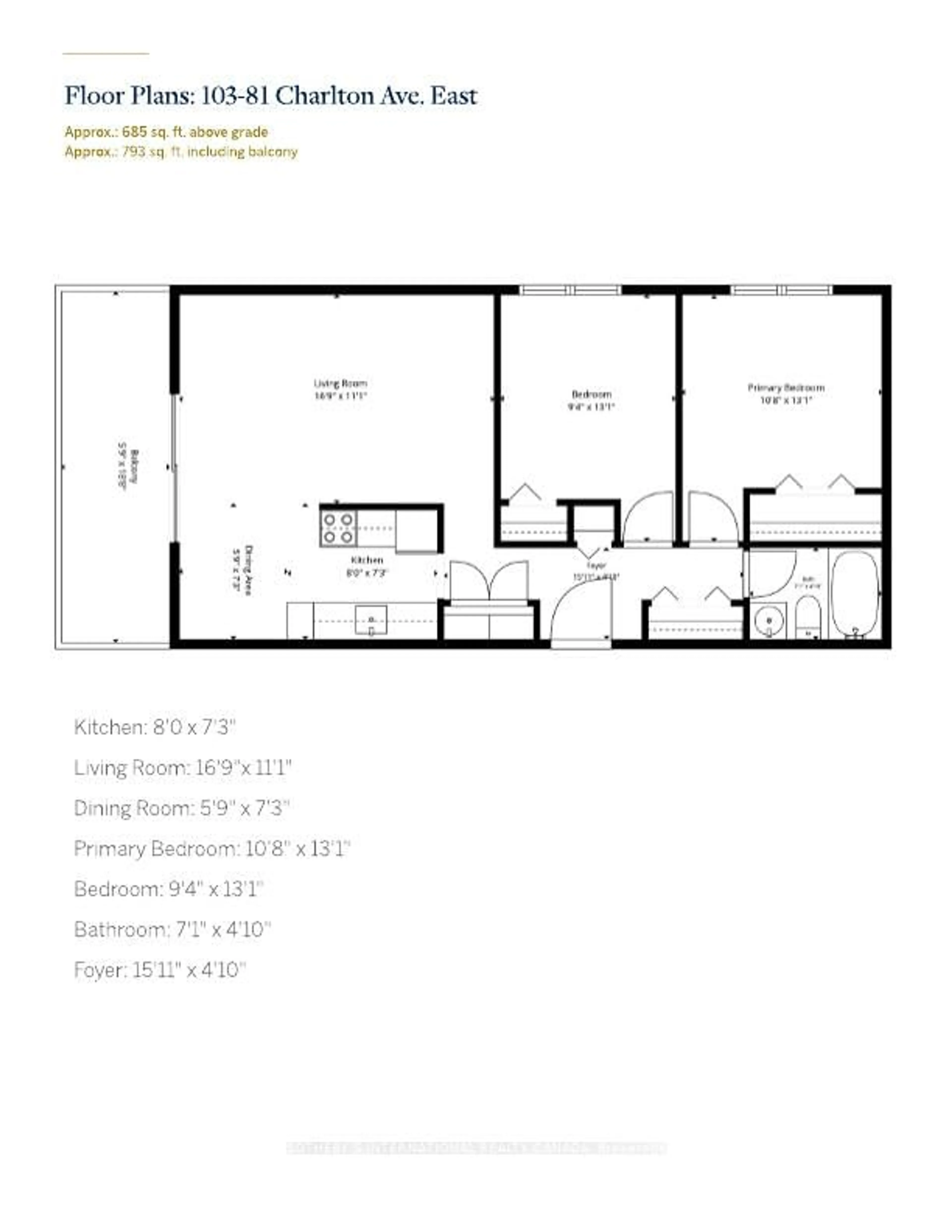 Floor plan for 81 Charlton Ave #103, Hamilton Ontario L8N 1Y7
