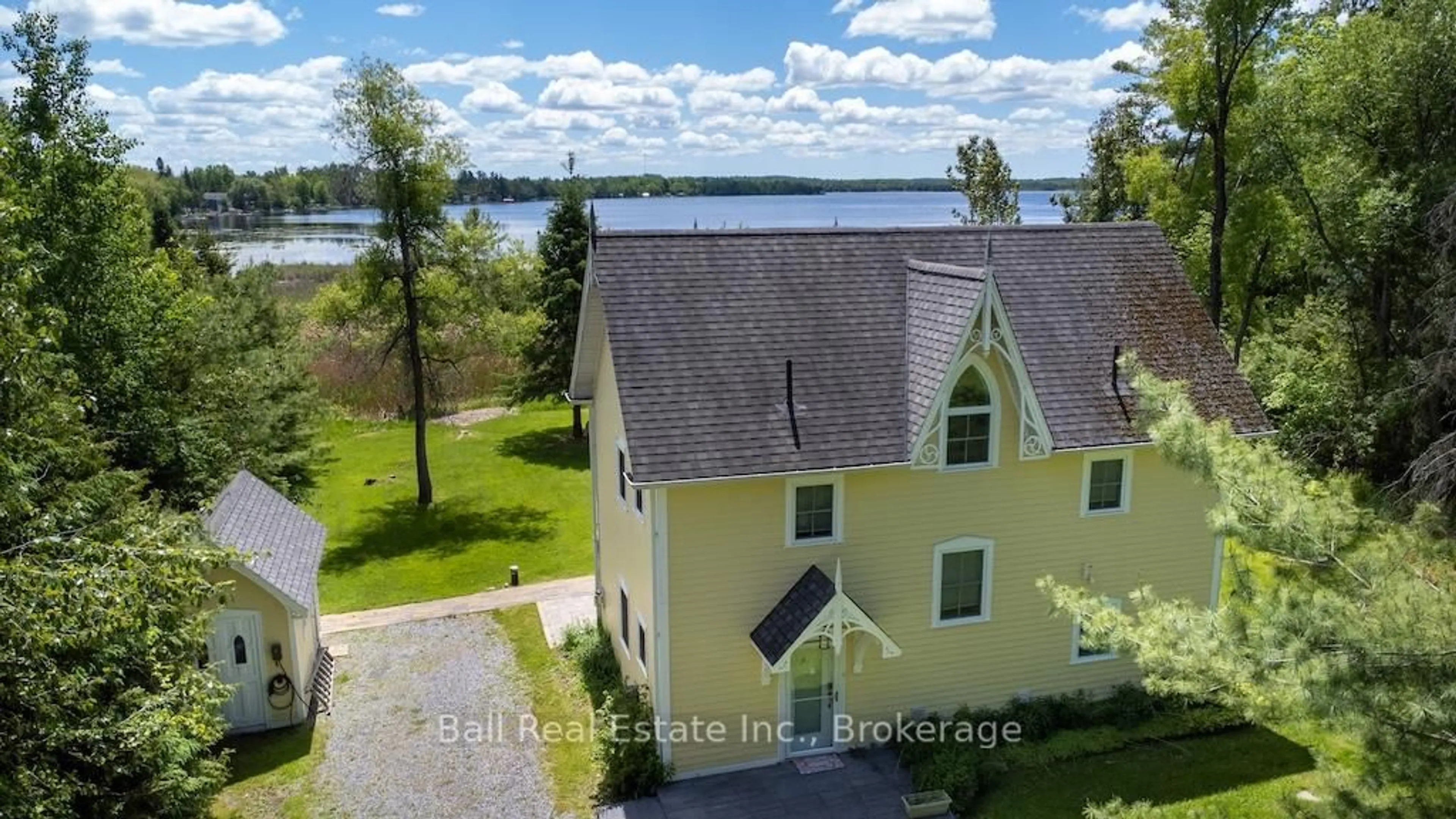 A pic from outside/outdoor area/front of a property/back of a property/a pic from drone, water/lake/river/ocean view for 322 Lake Rd, Trent Hills Ontario K0K 2M0
