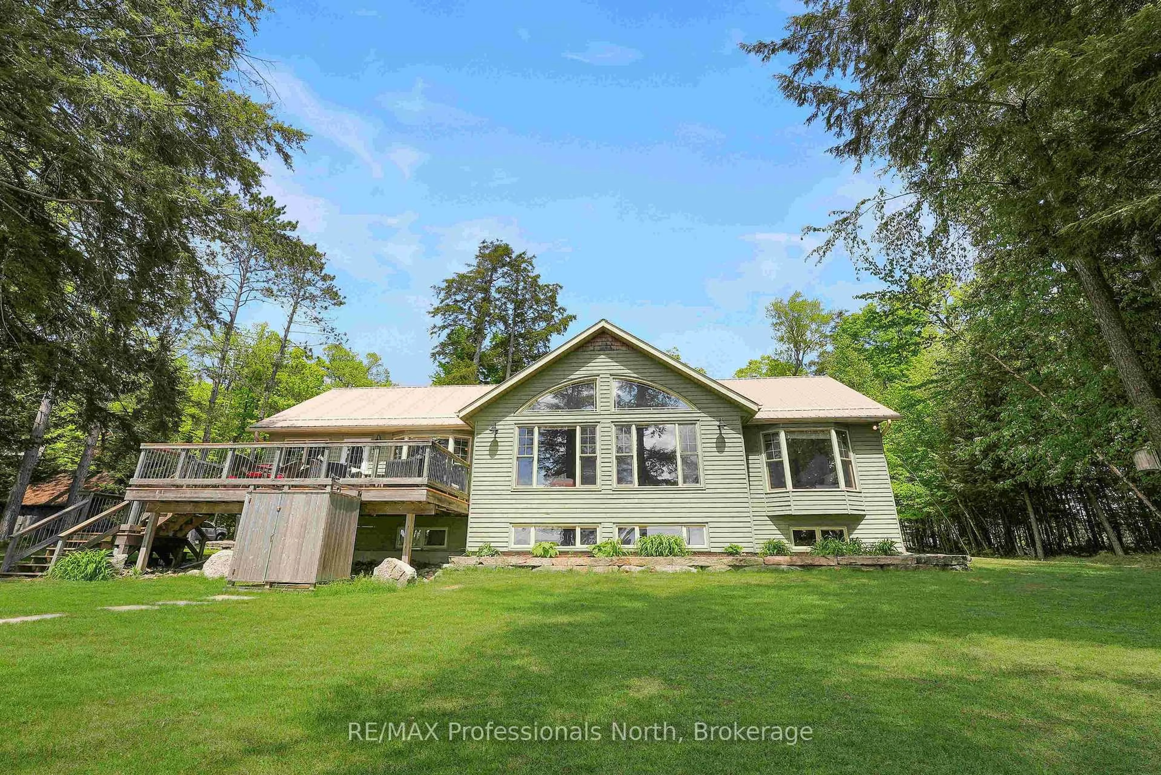 A pic from outside/outdoor area/front of a property/back of a property/a pic from drone, water/lake/river/ocean view for 1147 Canopy Lane, Algonquin Highlands Ontario K0M 1S0
