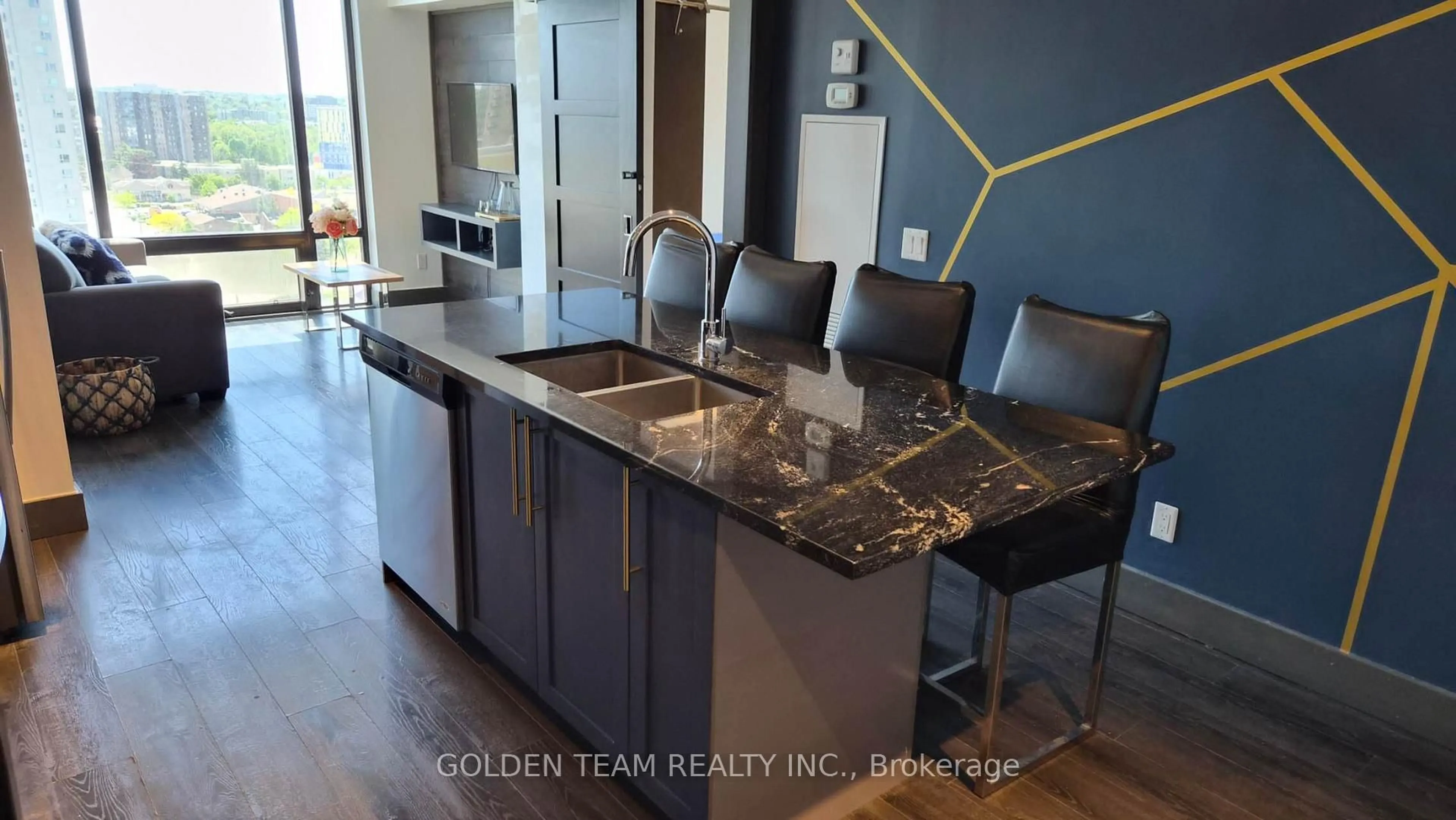 Open concept kitchen, ceramic/tile floor for 330 Philips St #s1608, Waterloo Ontario N2L 3W9
