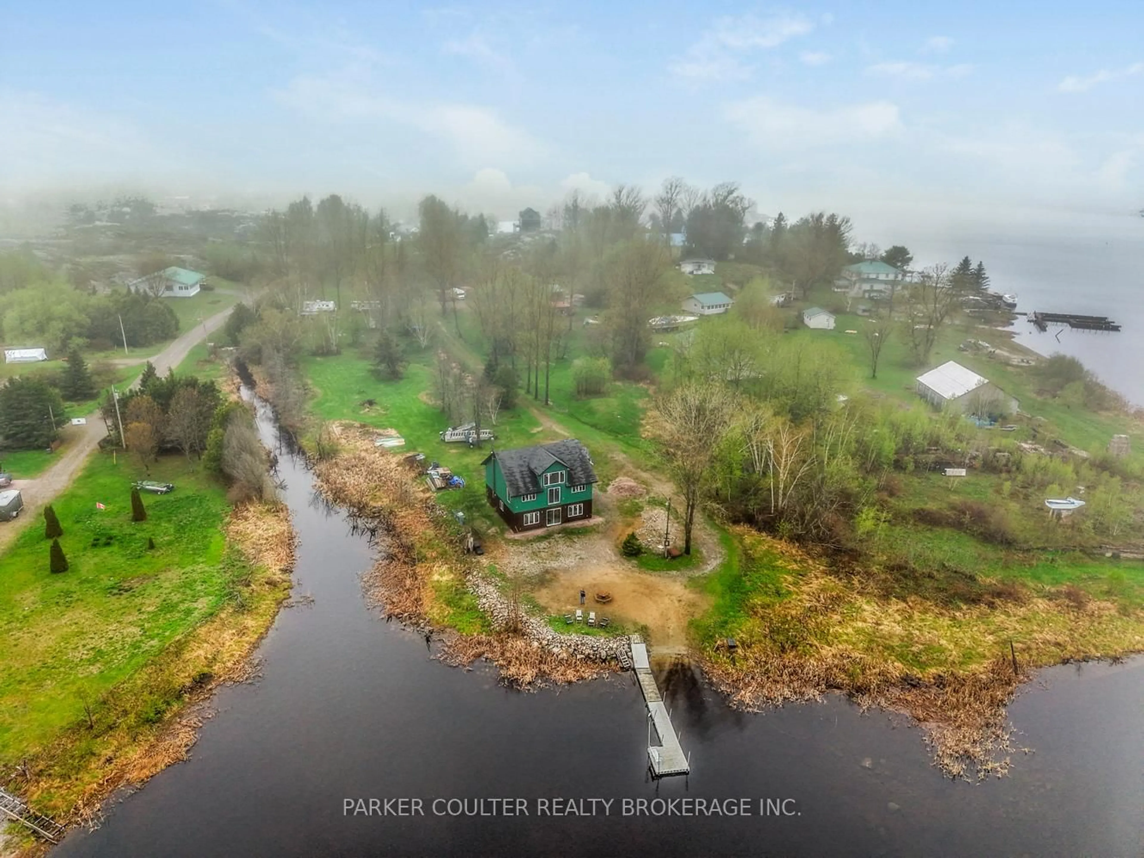 A pic from outside/outdoor area/front of a property/back of a property/a pic from drone, water/lake/river/ocean view for 17 Tramway Ave, Parry Sound Ontario P0G 1A0