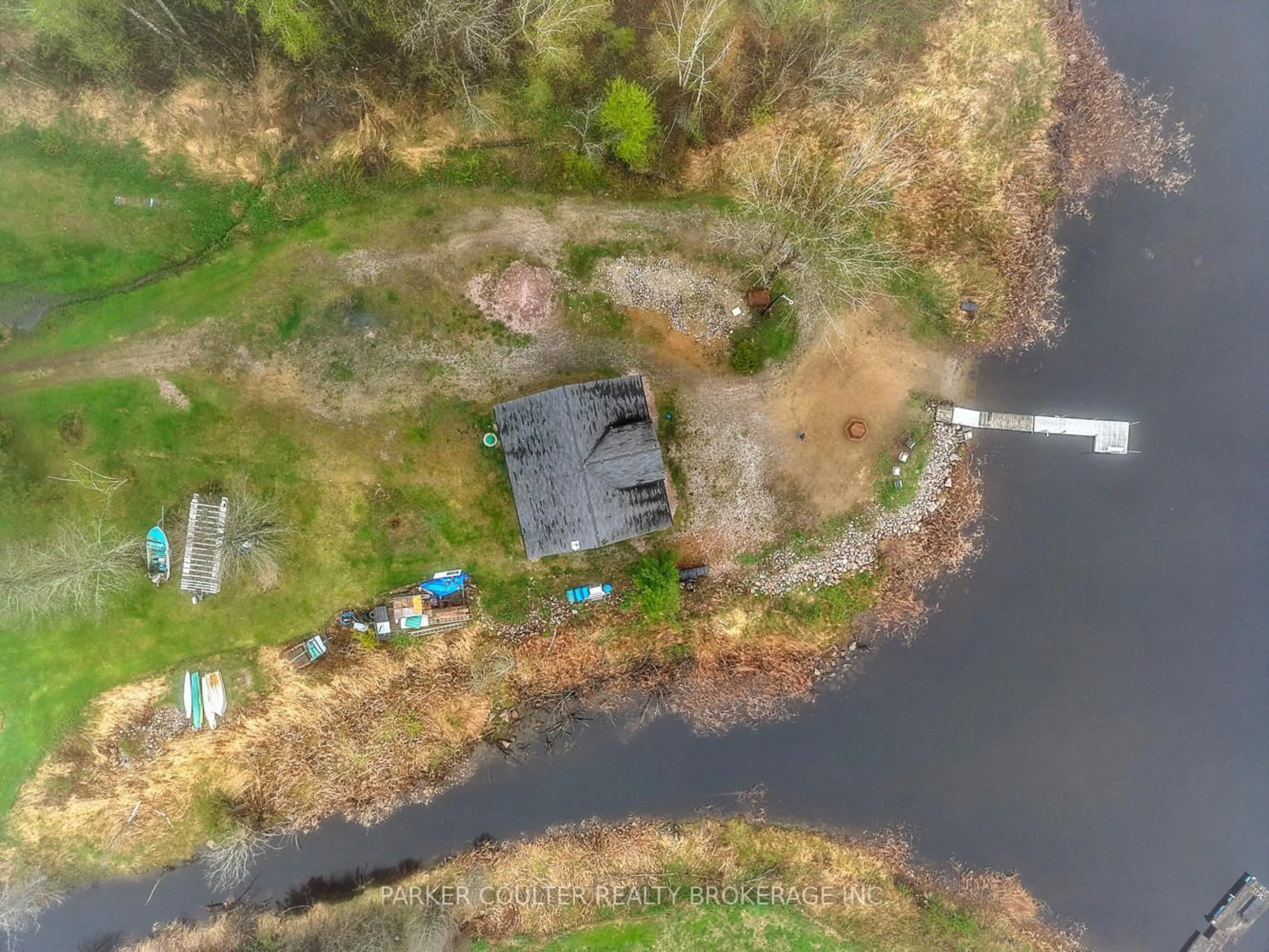 A pic from outside/outdoor area/front of a property/back of a property/a pic from drone, water/lake/river/ocean view for 17 Tramway Ave, Parry Sound Ontario P0G 1A0
