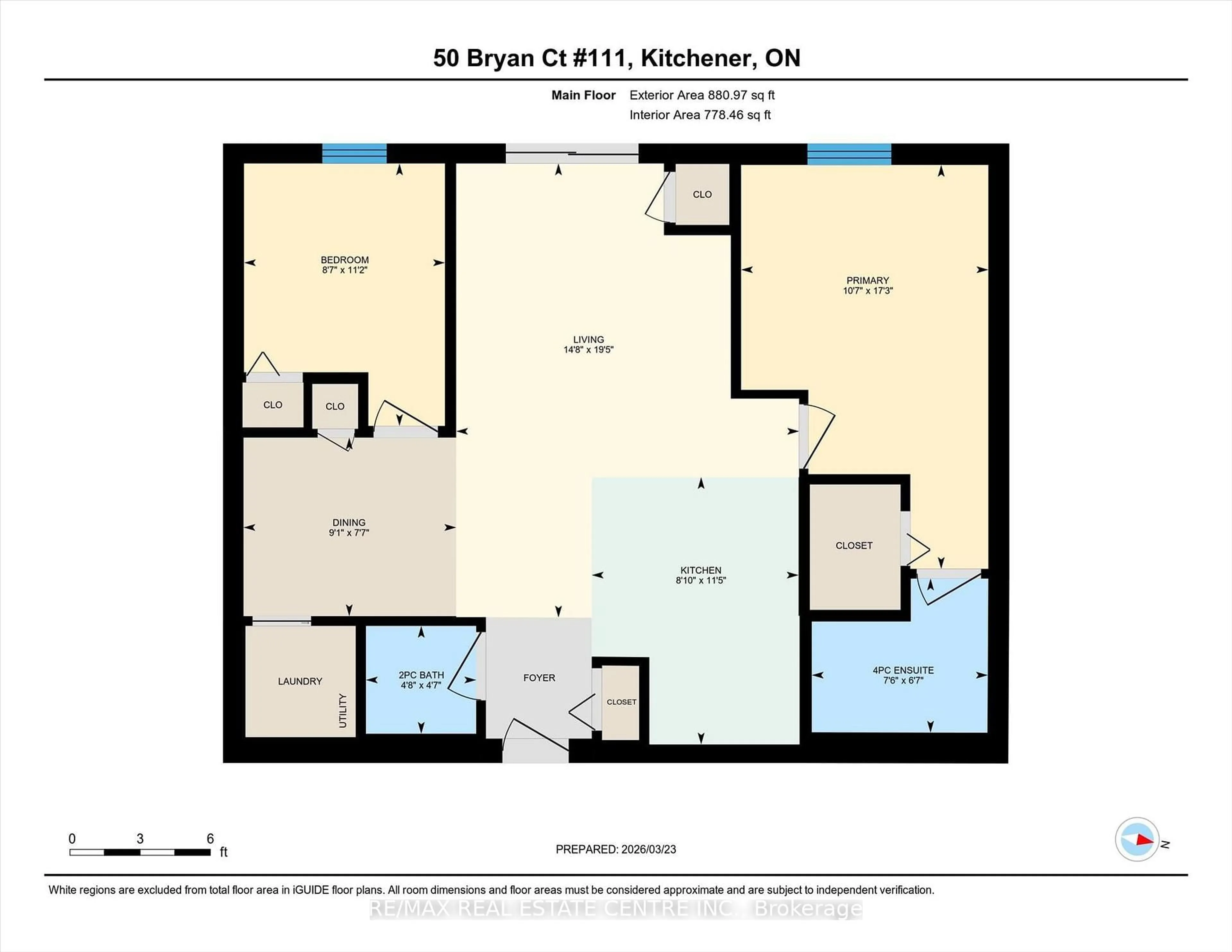 Floor plan for 50 Bryan Crt #111, Kitchener Ontario N2A 4N4