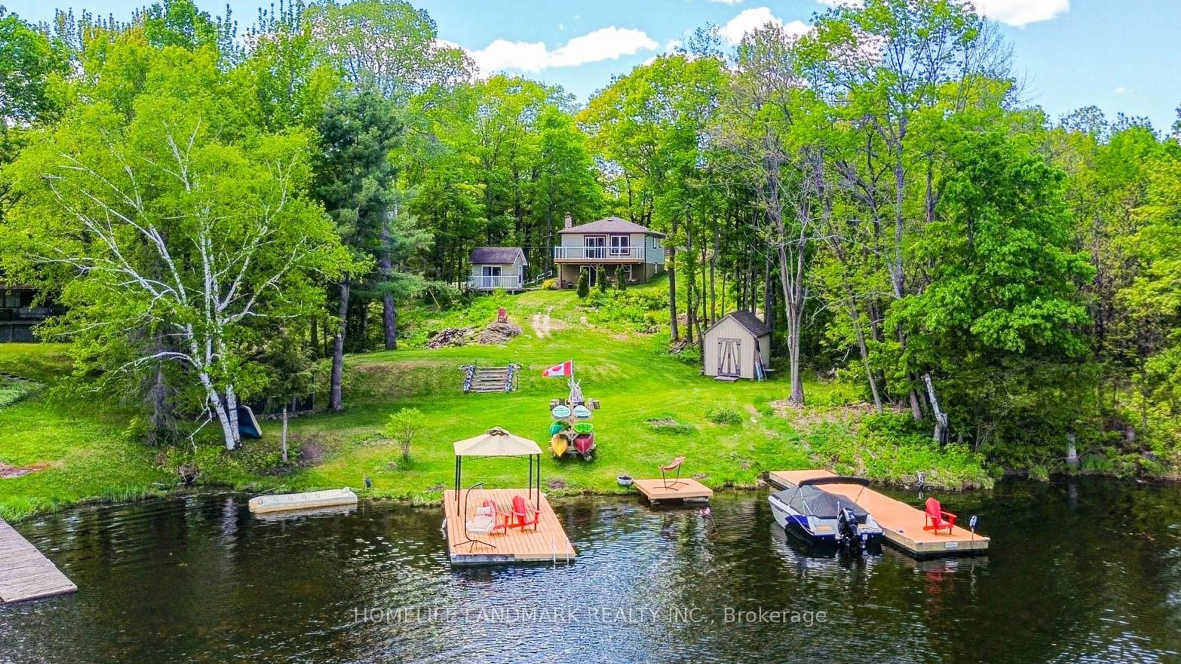 A pic from outside/outdoor area/front of a property/back of a property/a pic from drone, water/lake/river/ocean view for 433 WHITES FALLS Rd, Georgian Bay Ontario L0K 1S0