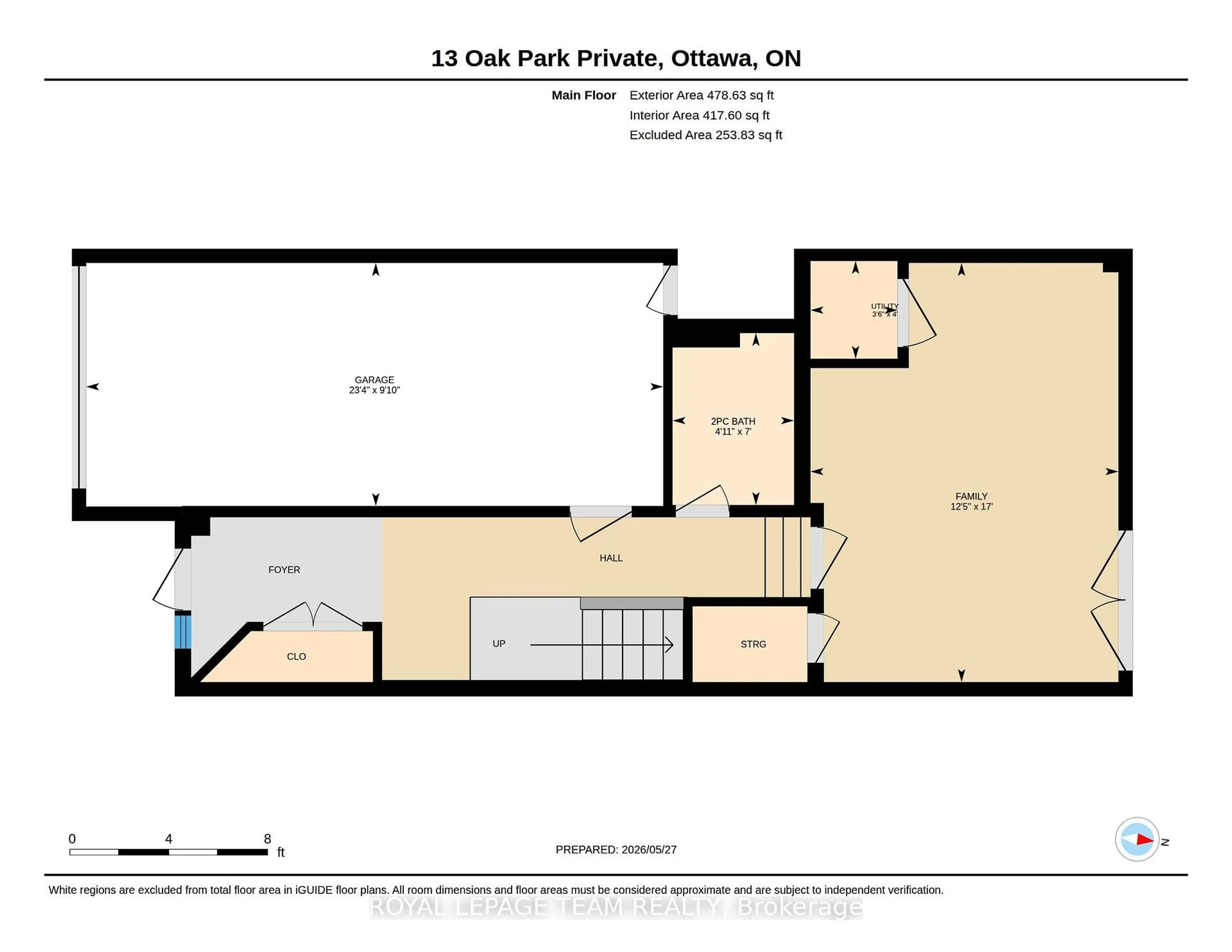 Floor plan for 13 Oak Park Private, Ottawa Ontario K1Z 1B6