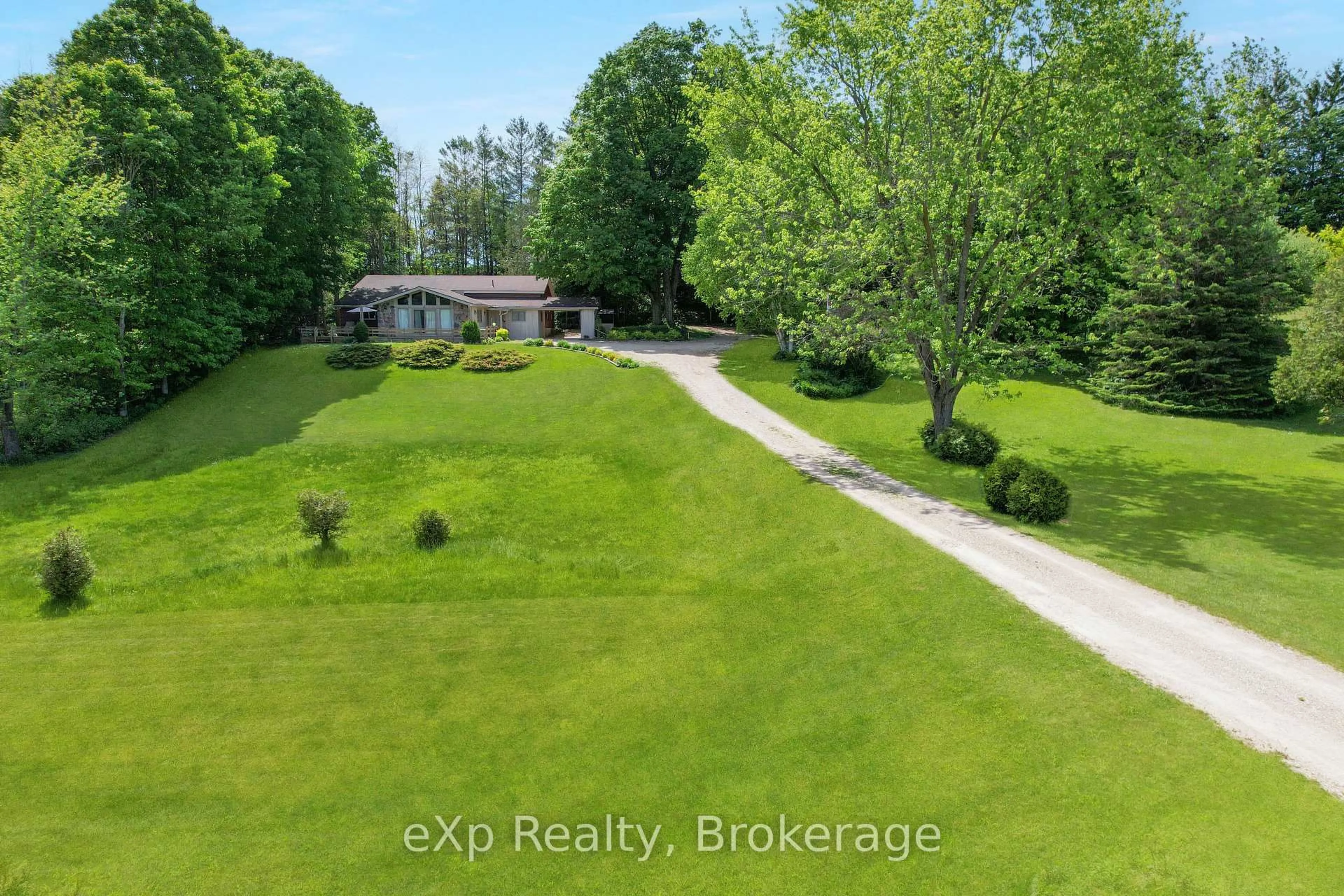 A pic from outside/outdoor area/front of a property/back of a property/a pic from drone, water/lake/river/ocean view for 448 Lake Rosalind Road 4, Brockton Ontario N4N 3B9