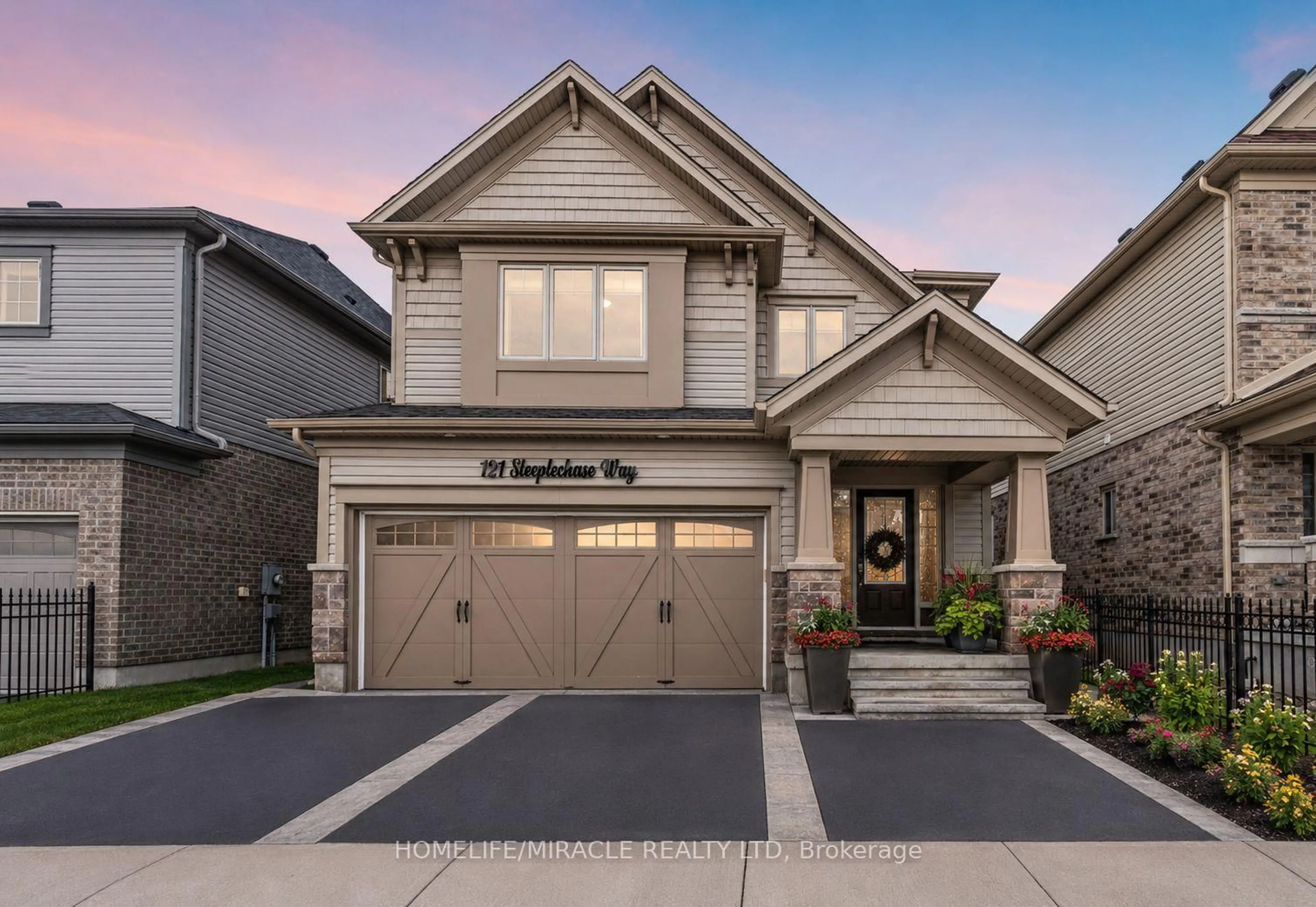 Home with brick exterior material, street for 121 Steeplechase Way, Waterloo Ontario N2K 0E7