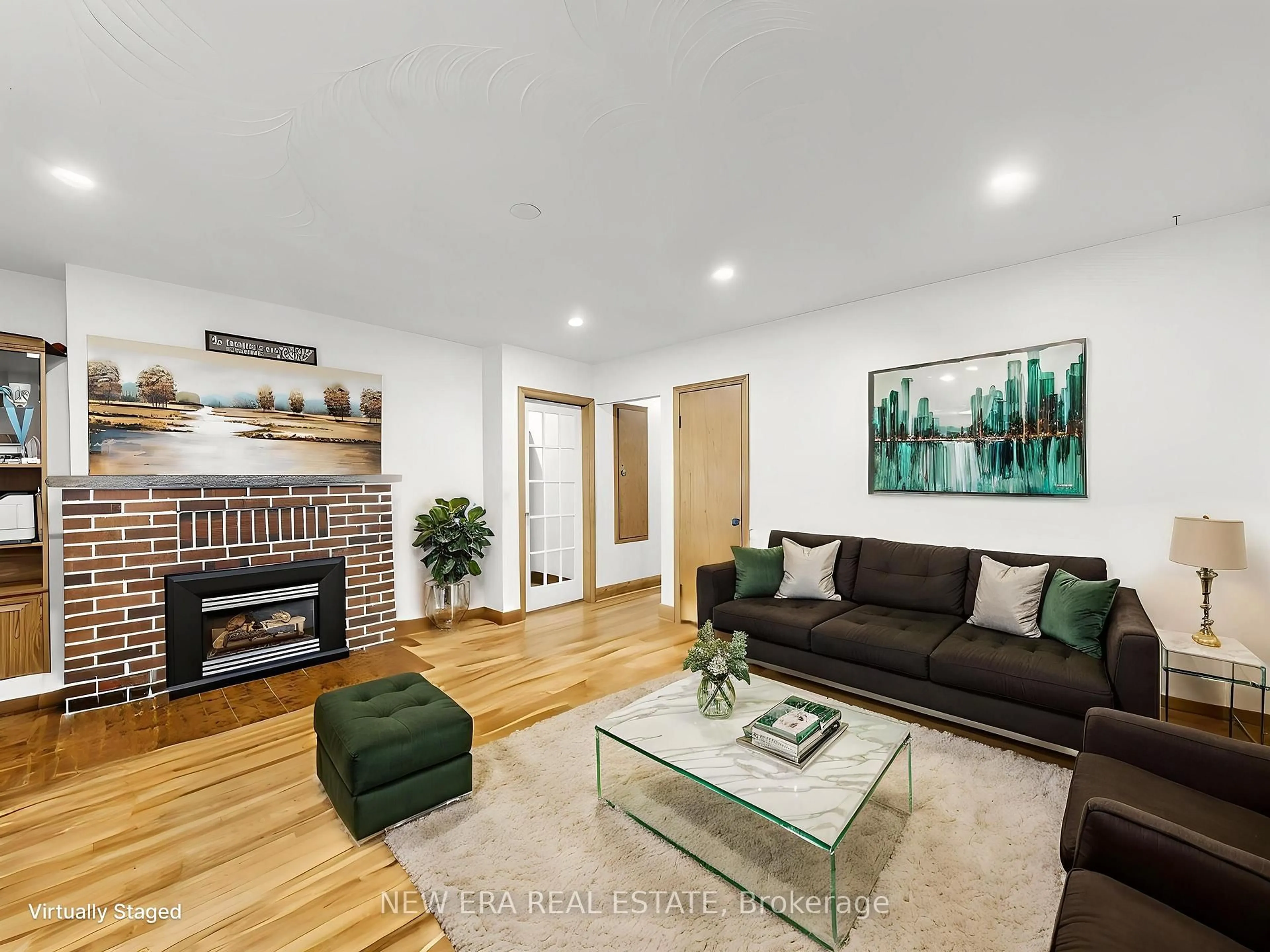 Living room with furniture, wood/laminate floor for 48 Christopher Dr, Cambridge Ontario N1R 4R6