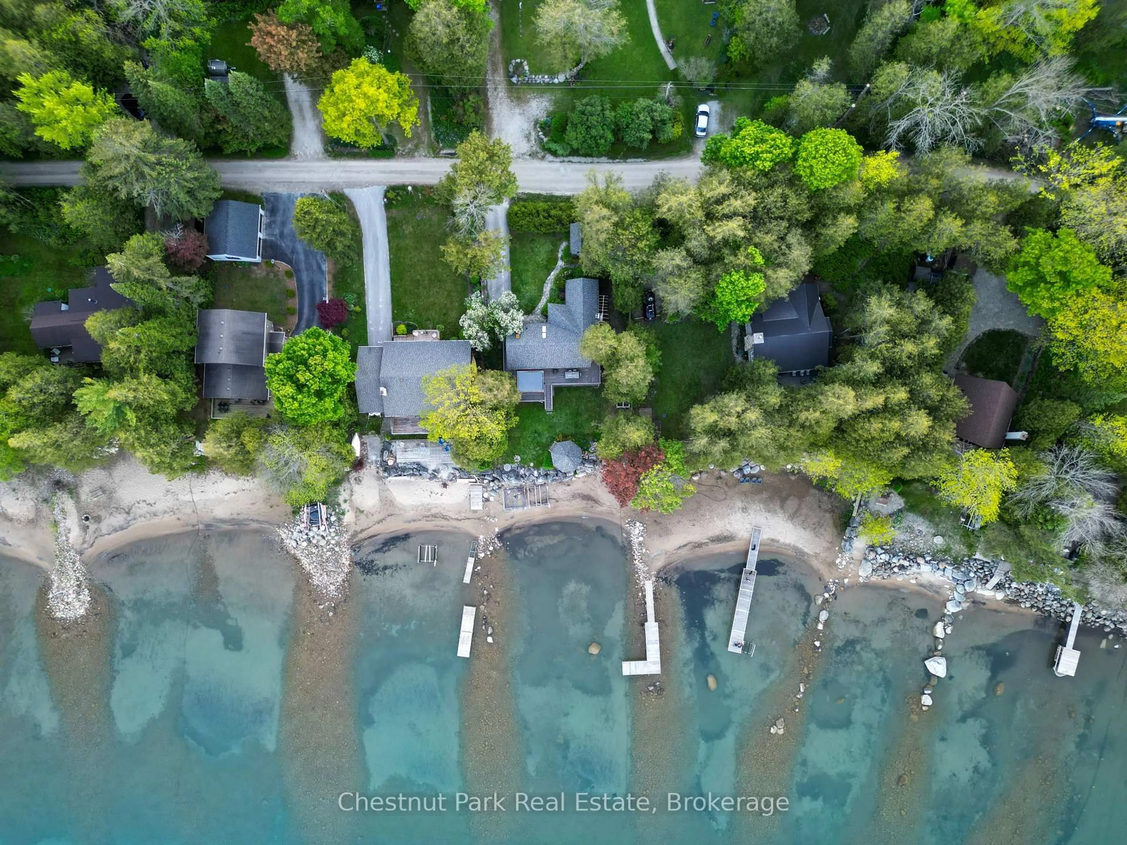 A pic from outside/outdoor area/front of a property/back of a property/a pic from drone, water/lake/river/ocean view for 225 Cedar Ave, Meaford Ontario N4L 1W5