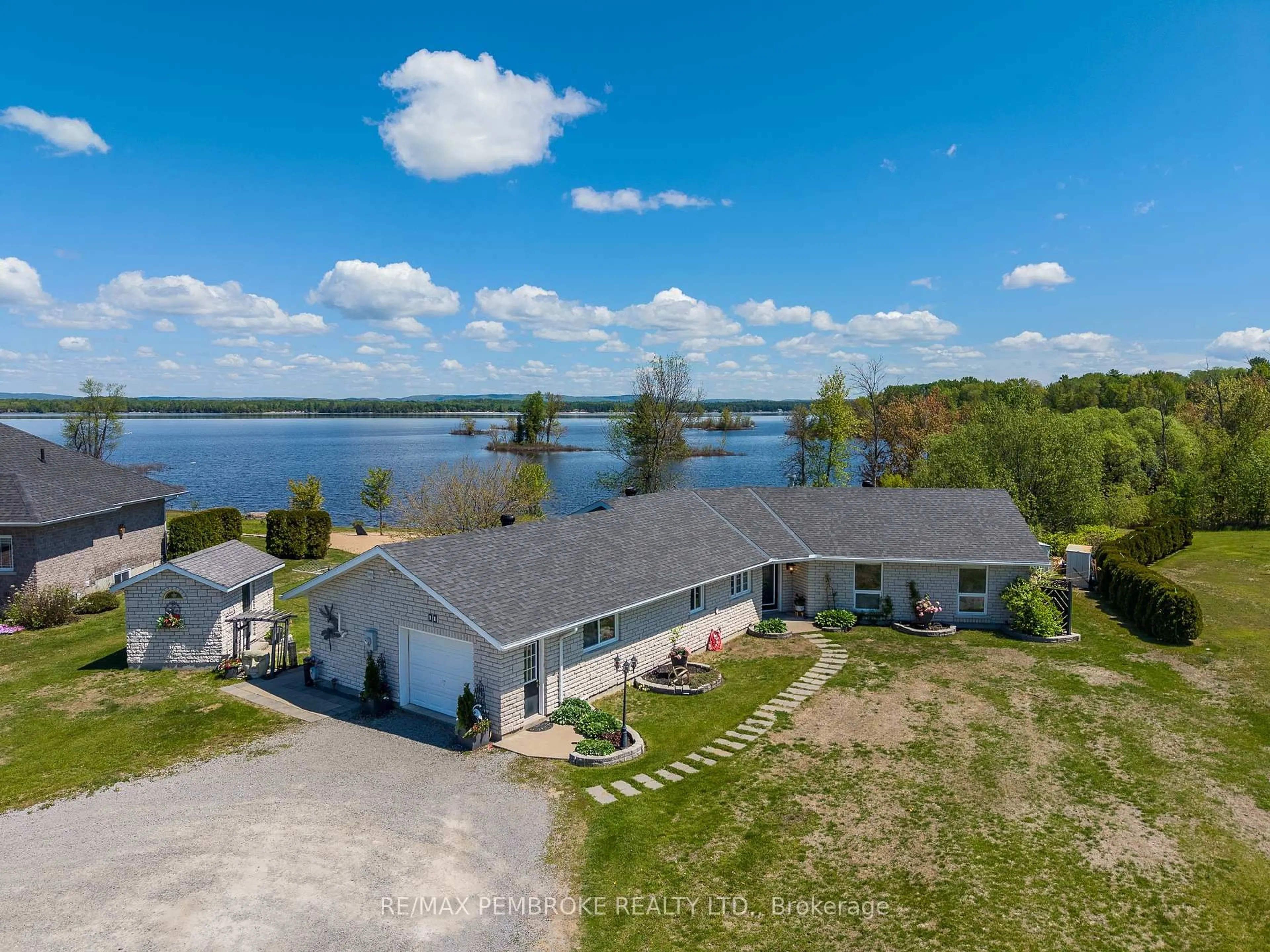A pic from outside/outdoor area/front of a property/back of a property/a pic from drone, water/lake/river/ocean view for 11 FAIRWAY Dr, Petawawa Ontario K8A 8N2