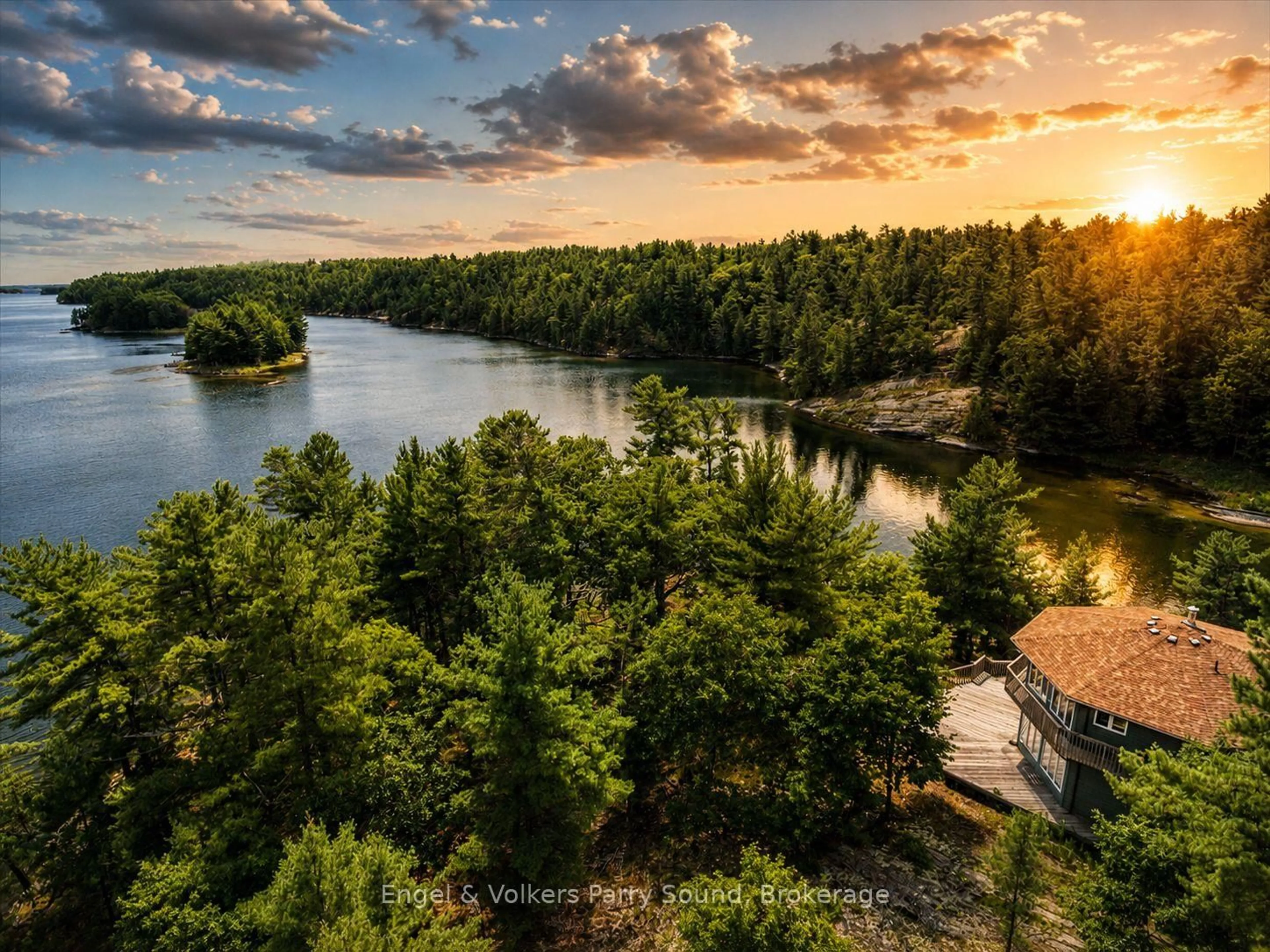 A pic from outside/outdoor area/front of a property/back of a property/a pic from drone, water/lake/river/ocean view for 1, 3, 4 & 5 Loon Bay, Carling Ontario P0G 1G0