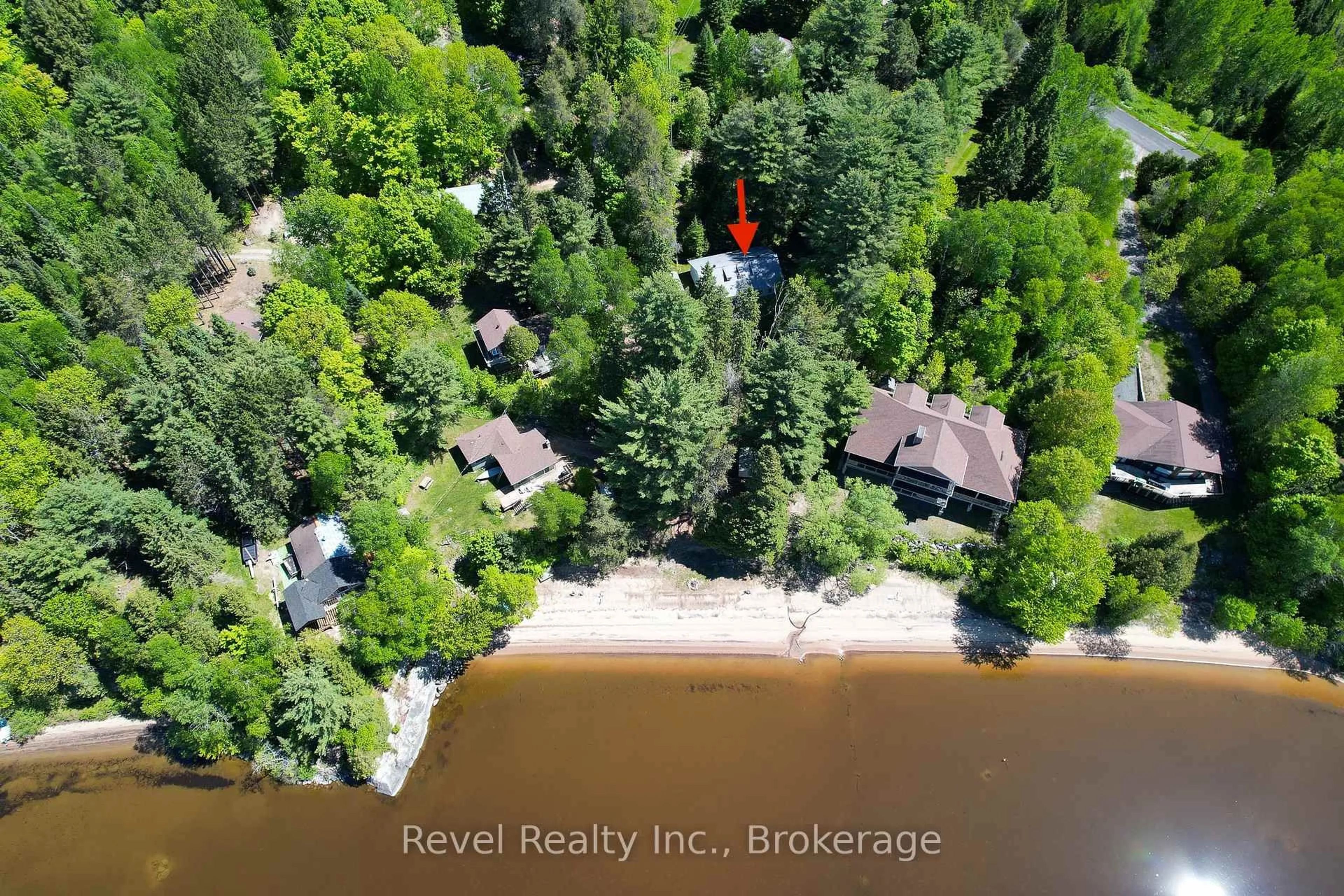 A pic from outside/outdoor area/front of a property/back of a property/a pic from drone, water/lake/river/ocean view for 37 Willow Lane, Perry Ontario P0A 1J0