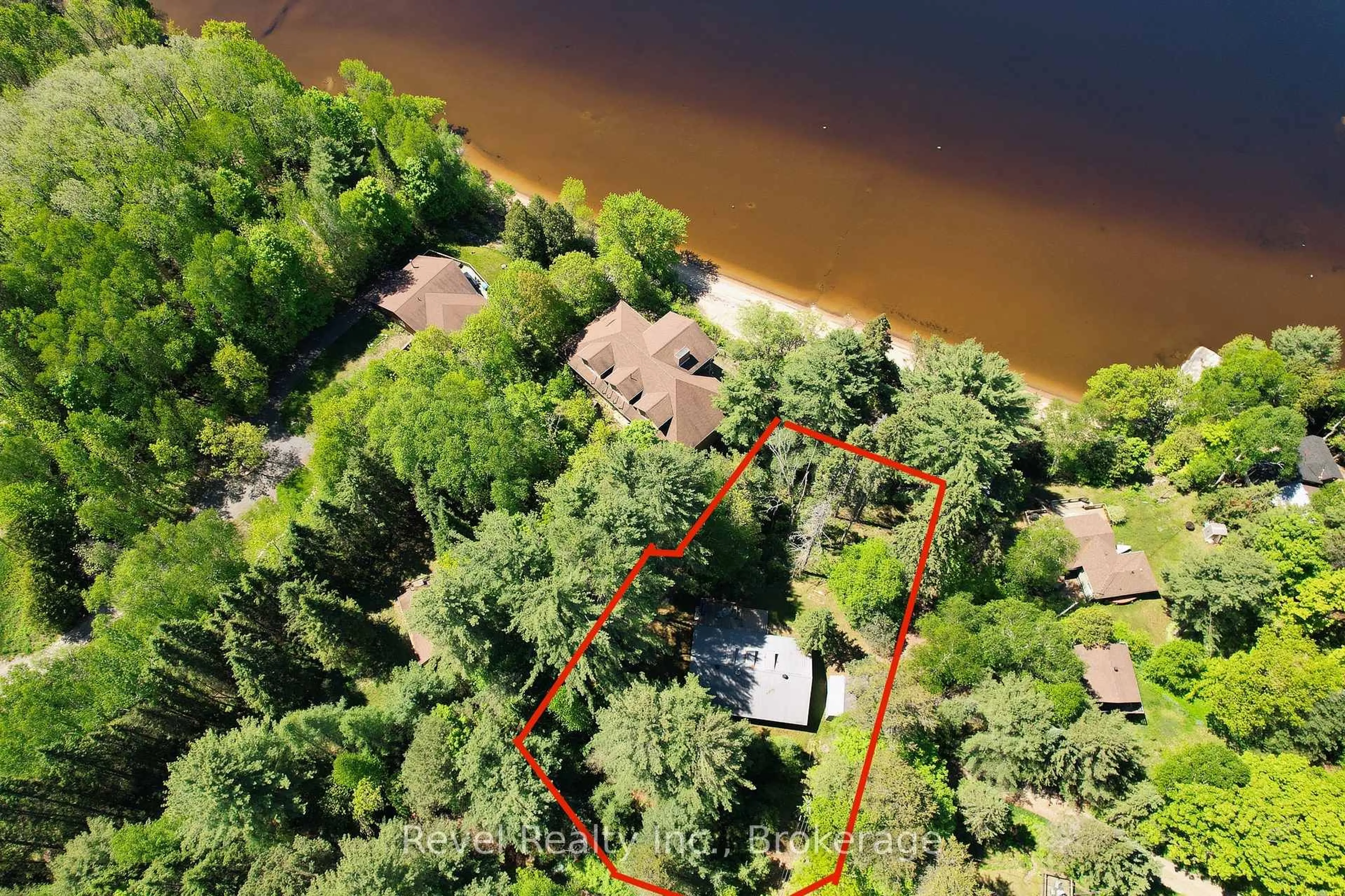 A pic from outside/outdoor area/front of a property/back of a property/a pic from drone, water/lake/river/ocean view for 37 Willow Lane, Perry Ontario P0A 1J0