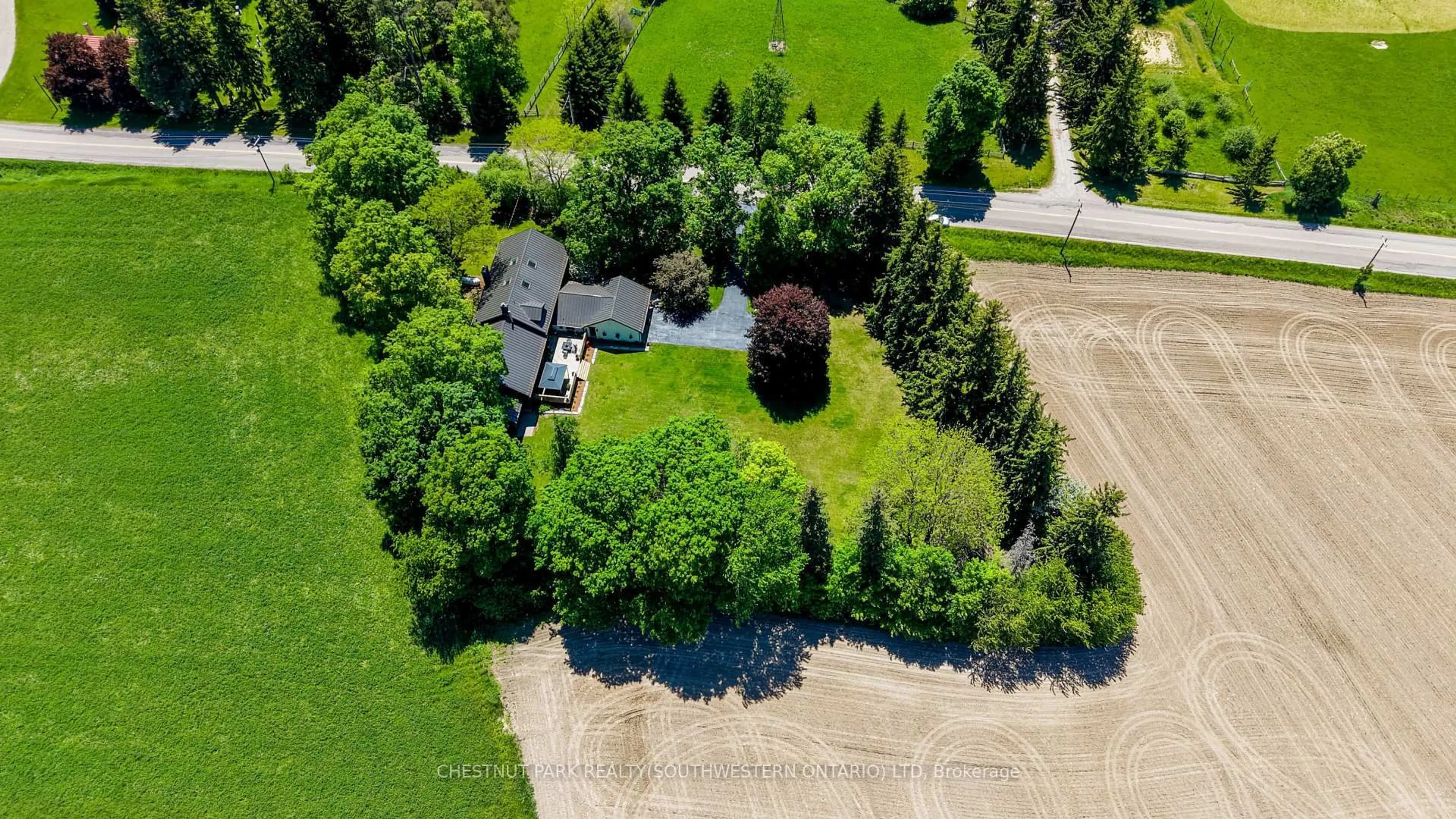 A pic from outside/outdoor area/front of a property/back of a property/a pic from drone, street for 4360 Huron Rd, Wilmot Ontario N3A 3E3