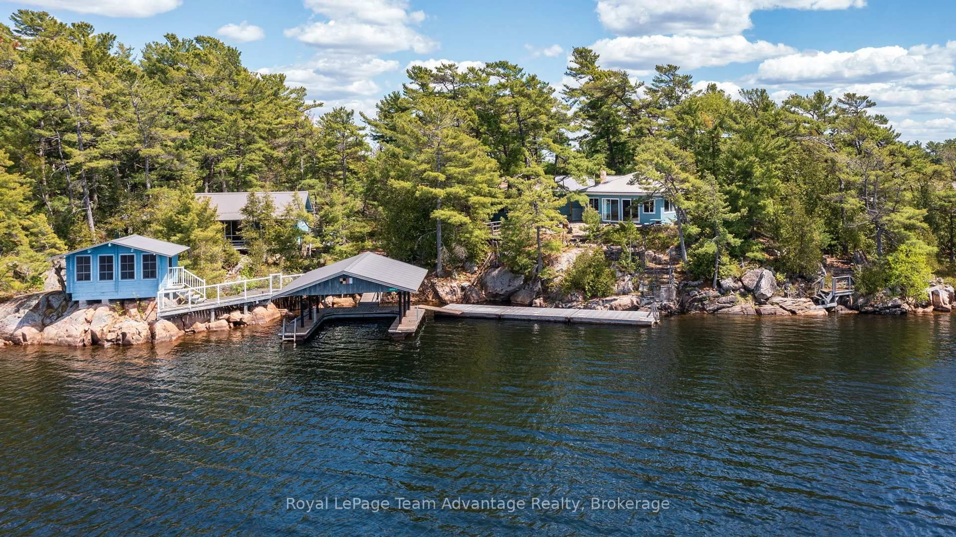 A pic from outside/outdoor area/front of a property/back of a property/a pic from drone, water/lake/river/ocean view for 1 A906 Island, The Archipelago Ontario P0G 1K0