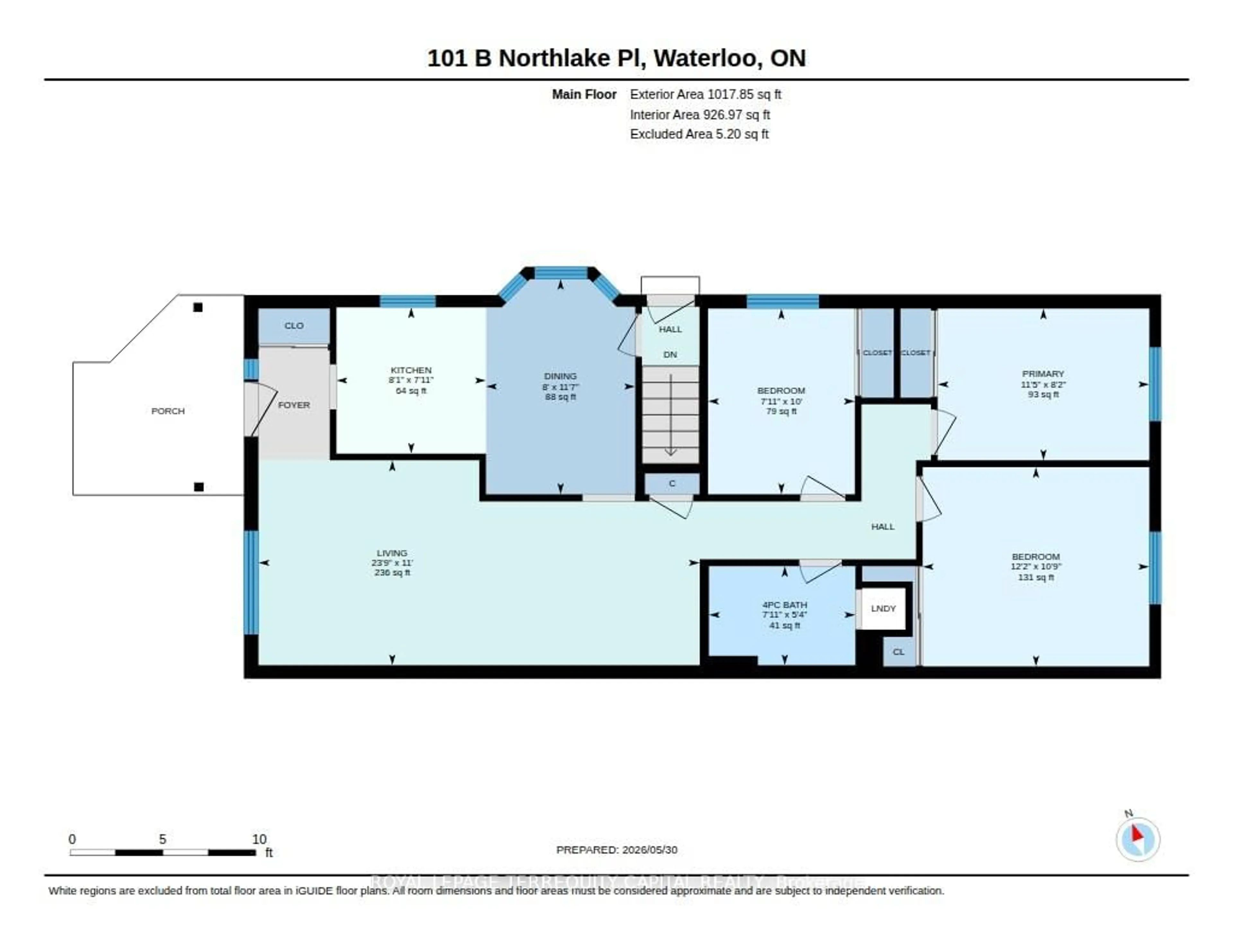 Floor plan for 101 Northlake Pl #B, Waterloo Ontario N2V 1B1