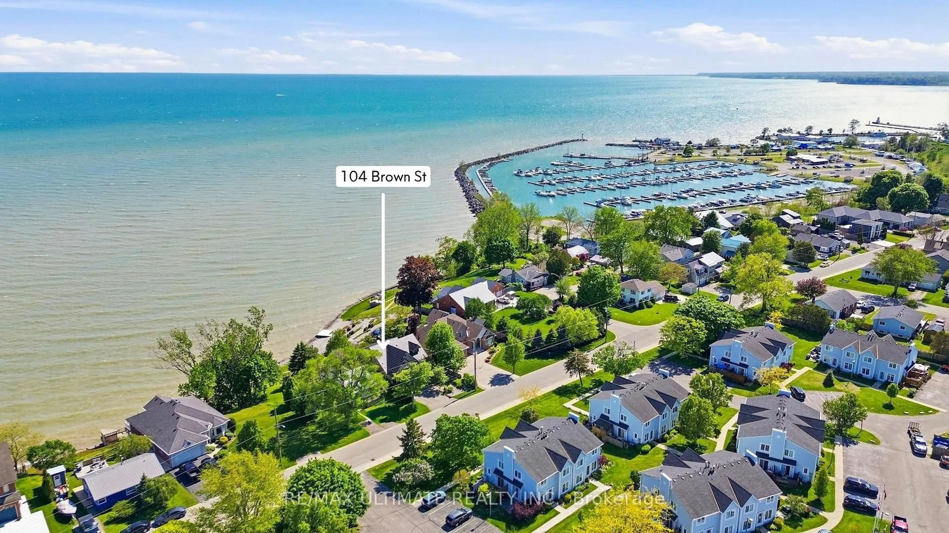 A pic from outside/outdoor area/front of a property/back of a property/a pic from drone, water/lake/river/ocean view for 104 Brown St, Norfolk Ontario N0A 1N7