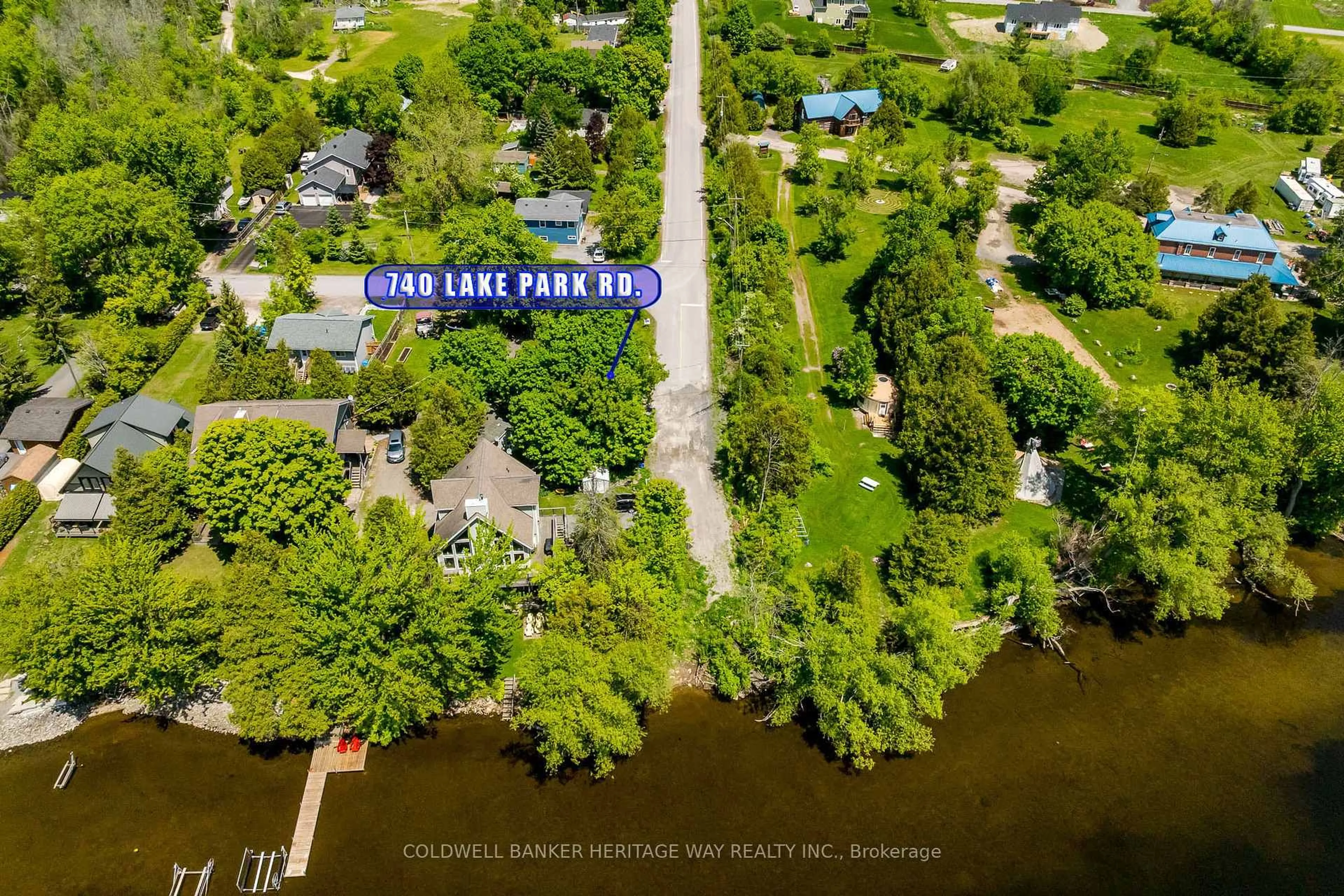 A pic from outside/outdoor area/front of a property/back of a property/a pic from drone, water/lake/river/ocean view for 740 Lake Park Rd, Carleton Place Ontario K7C 3P2