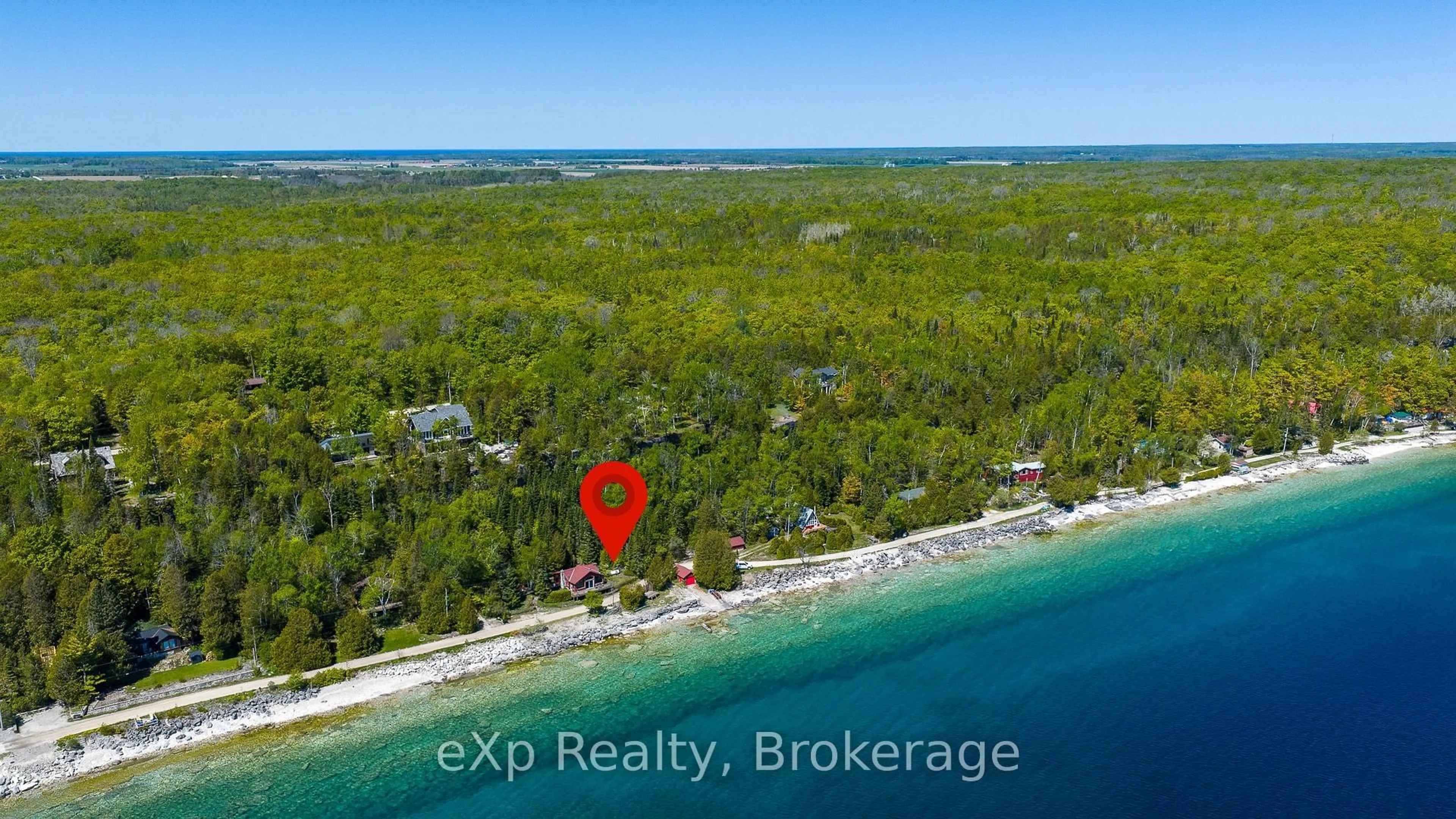 A pic from outside/outdoor area/front of a property/back of a property/a pic from drone, water/lake/river/ocean view for 155 North Shore Rd, Northern Bruce Peninsula Ontario N0H 1W0