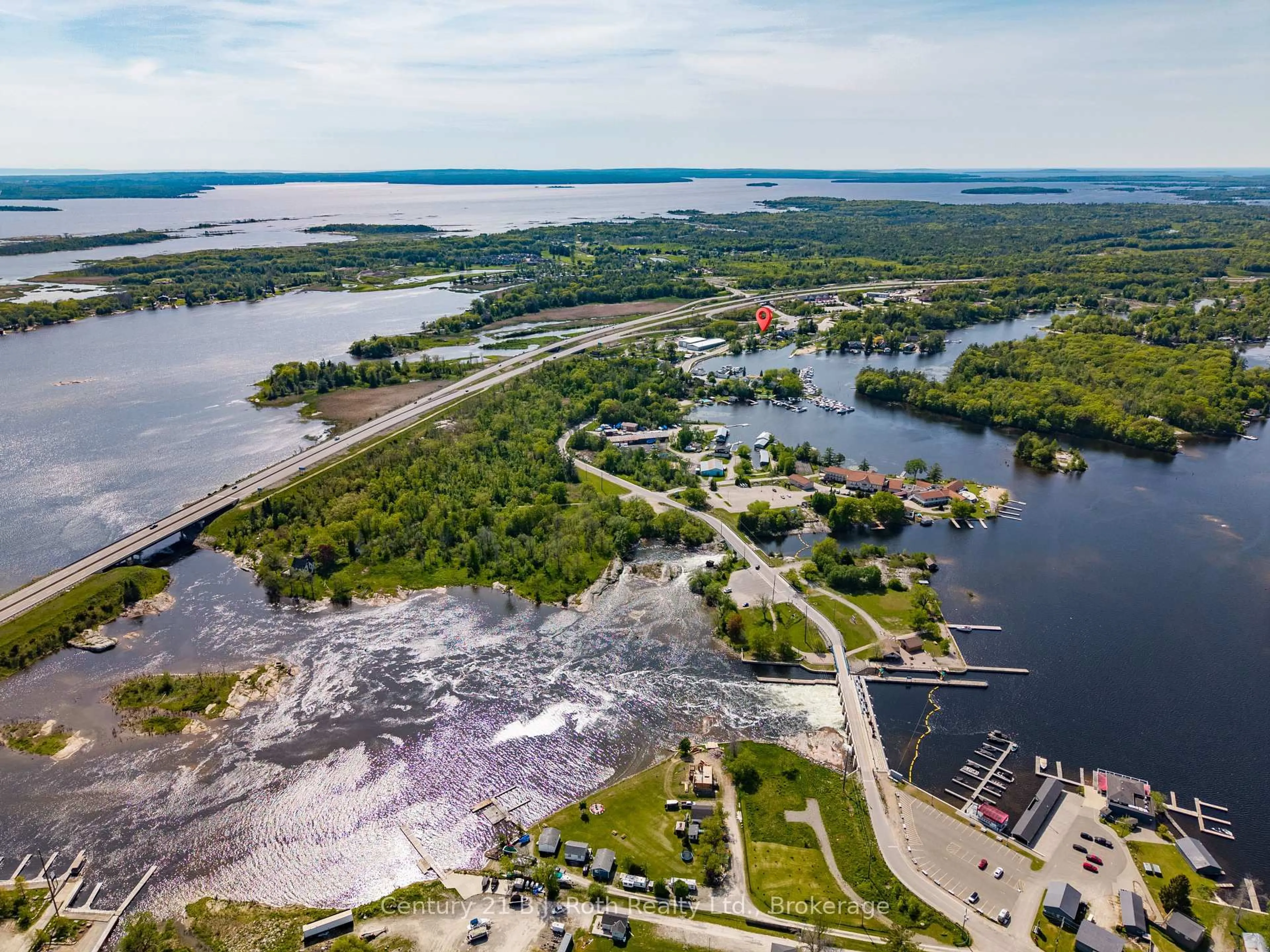 A pic from outside/outdoor area/front of a property/back of a property/a pic from drone, water/lake/river/ocean view for 57 Port Severn Rd, Georgian Bay Ontario L0K 1S0